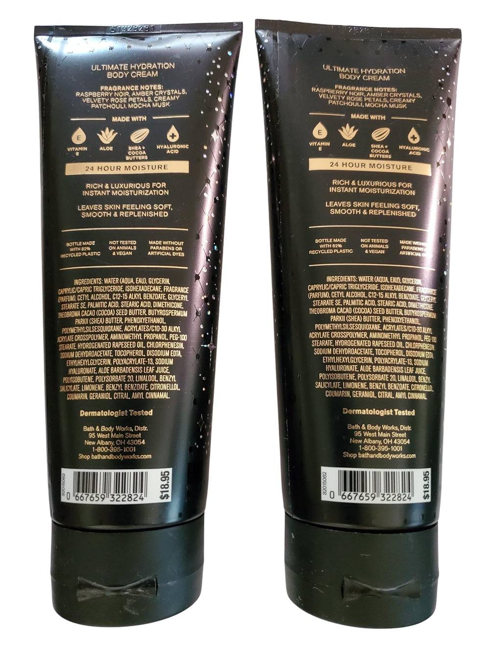Bath & Body Works Into the Night cream label shows indulgent notes for calming evening routine.
