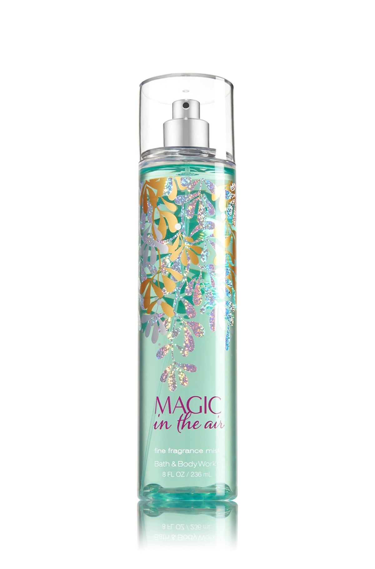 Bath and Body Works Magic in the Air fragrance mist bottle showing almond flower and vanilla, for whimsy.