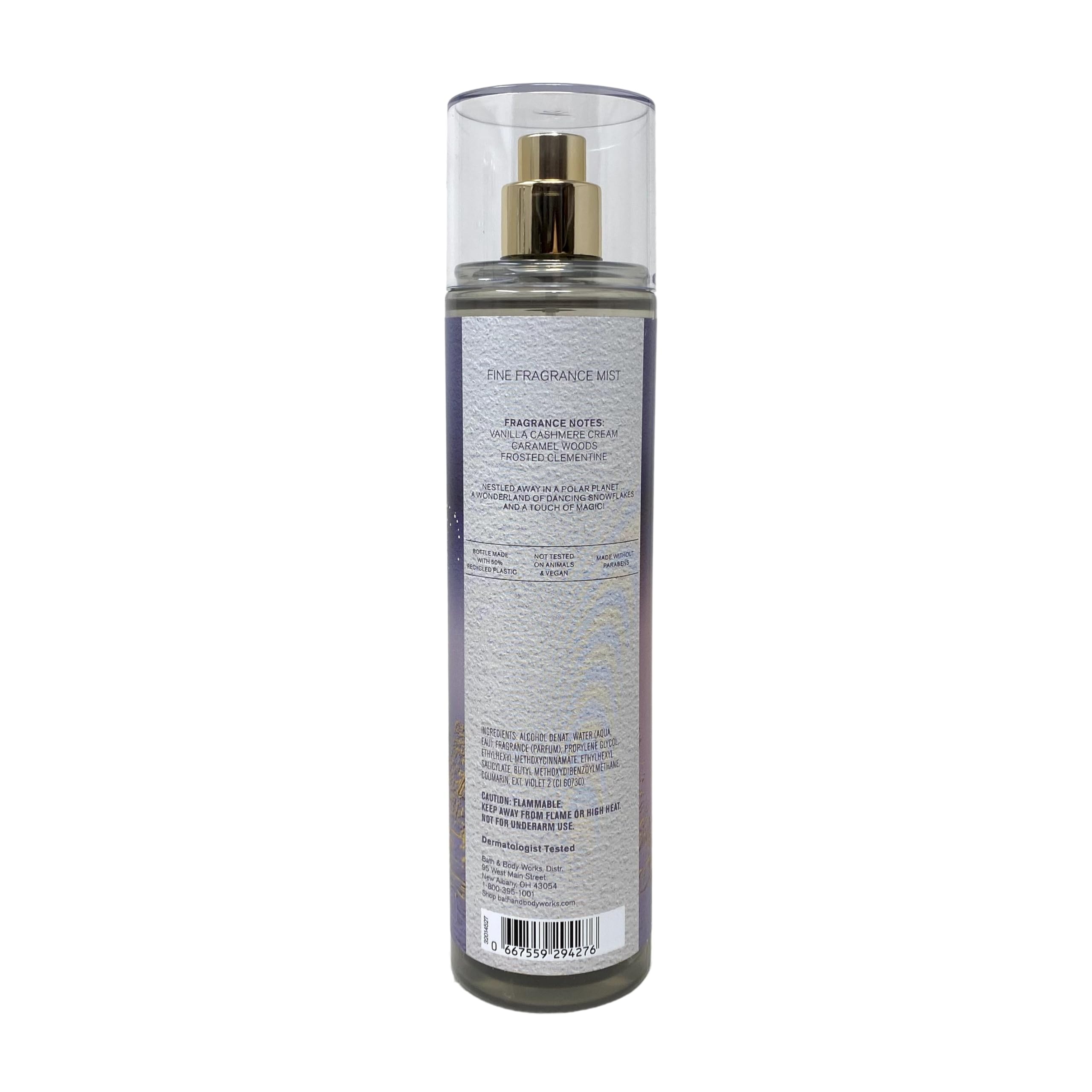 Snowflakes Cashmere label highlights notes for scent layering.