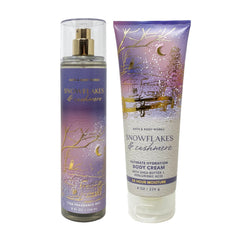 Bath & Body Works Snowflakes Cashmere Mist bottle pour for a cozy winter fragrance.