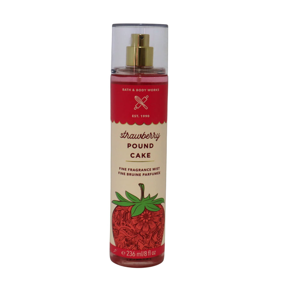 Bath & Body Works Strawberry Pound Cake Mist bottle for daily mood-boosting fragrance.
