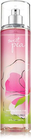 Bath and Body Works Sweet Pea fragrance mist spray renders long-lasting bouquet for everyday wear.