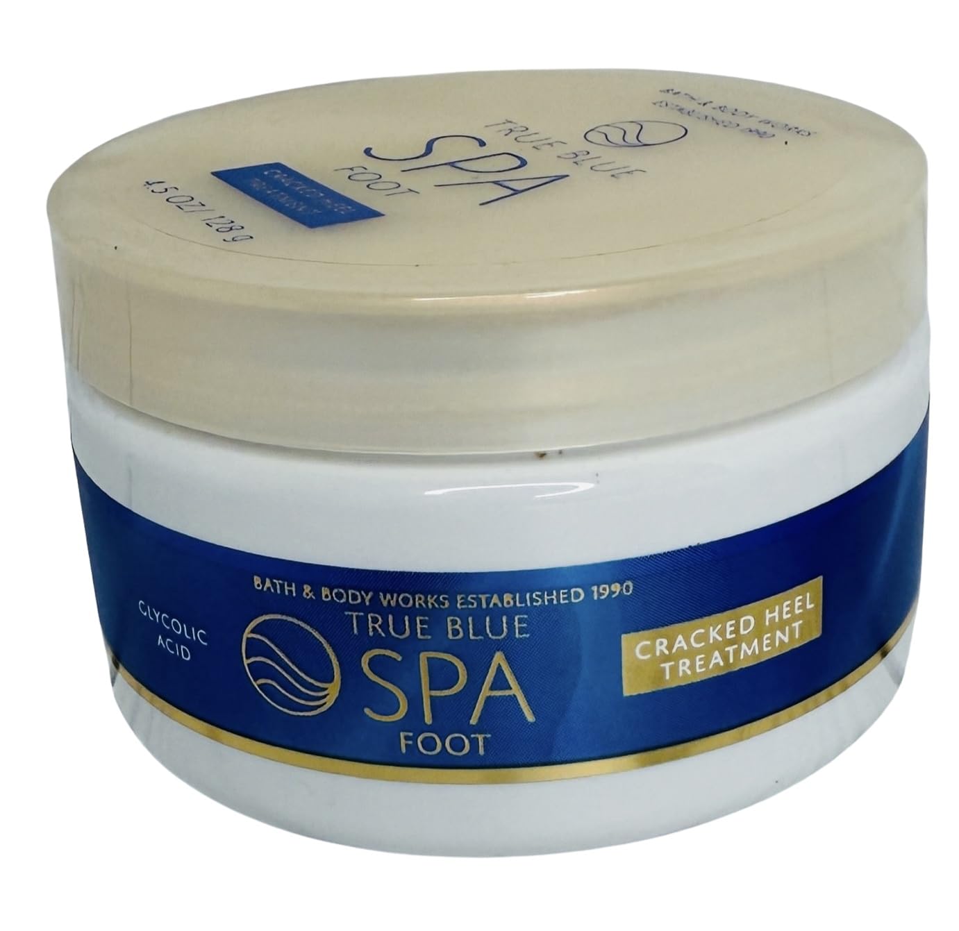 Bath & Body Works True Blue Spa cracked heel treatment tube front, delivering long-lasting moisture.