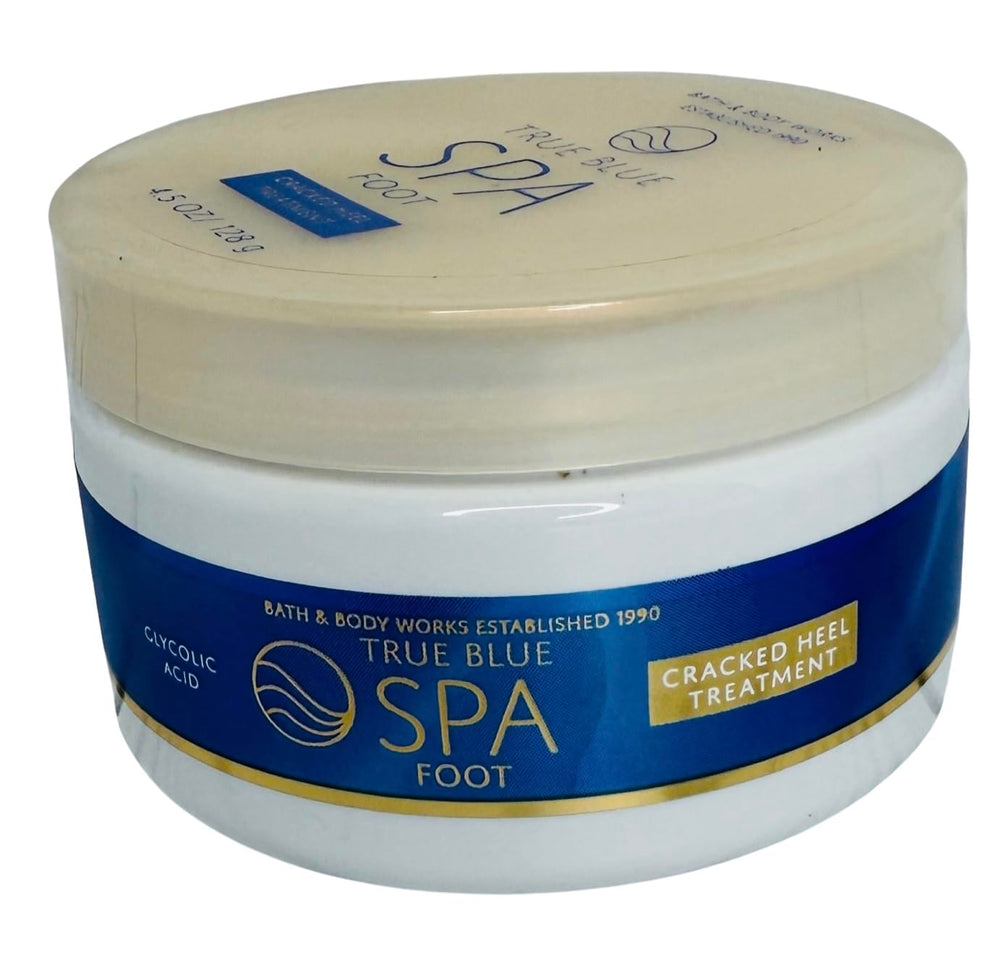 Bath & Body Works True Blue Spa cracked heel treatment tube front, delivering long-lasting moisture.