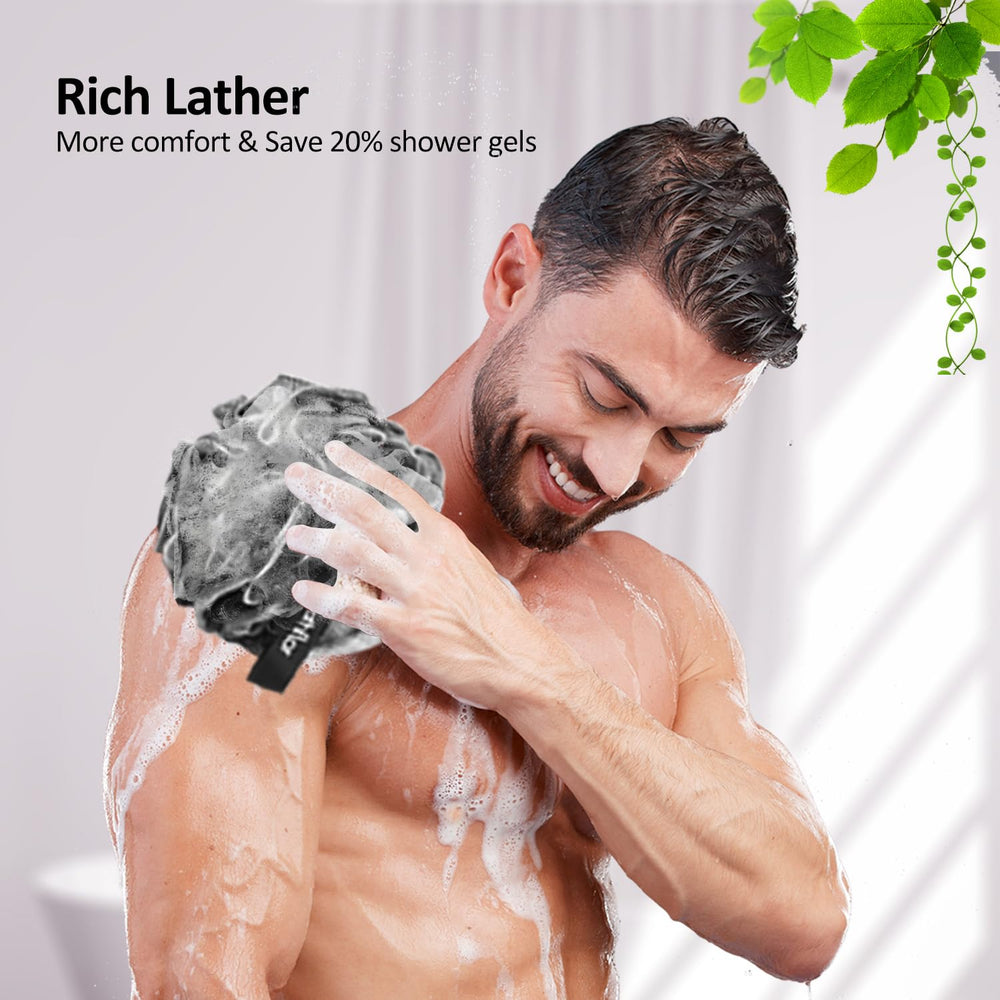 Bathflor back scrubber 17inch handle shows easy reach for back.