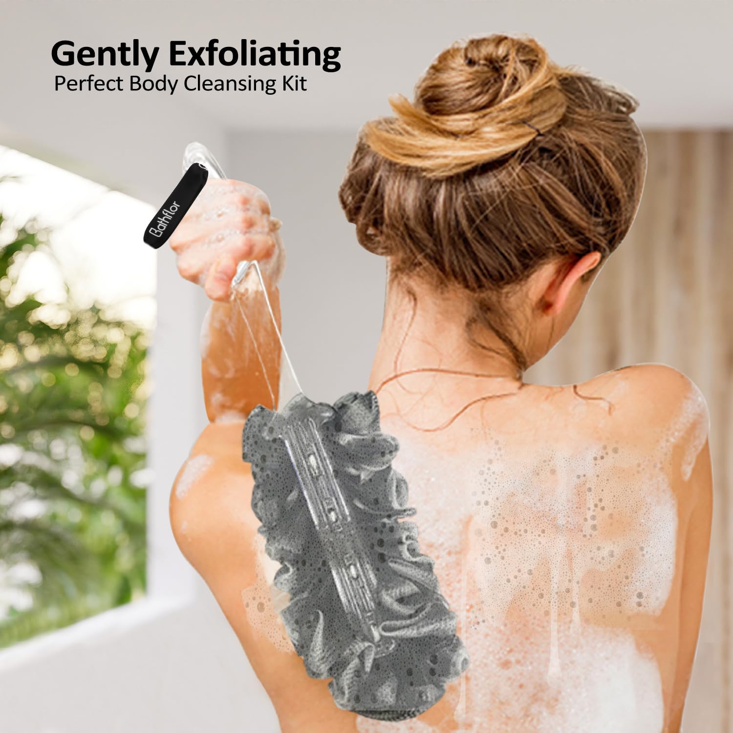 Bathflor loofah hook portrays convenient hanging storage.