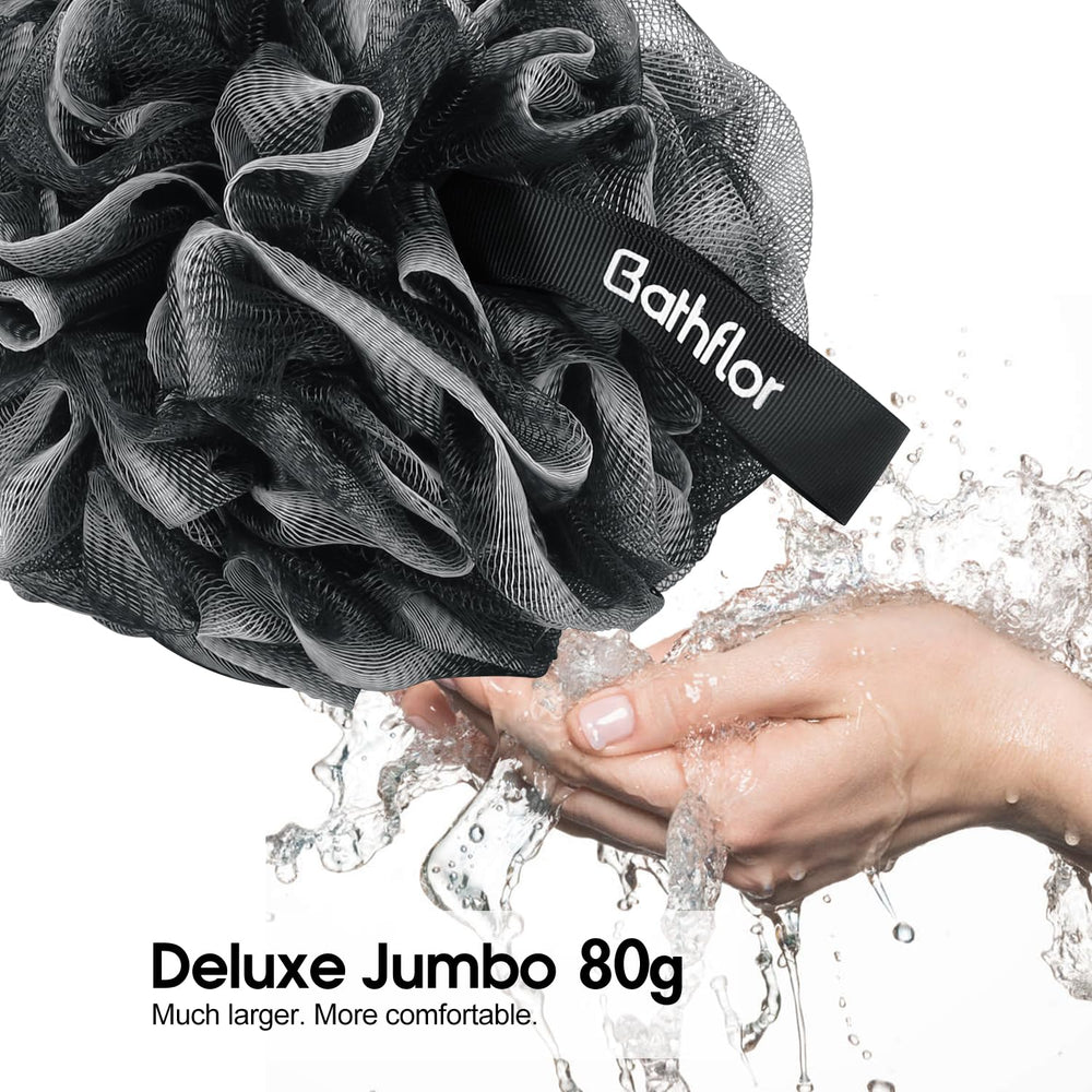 Bathflor loofah sponge 80g angle view demonstrates durable fibers for lasting use.