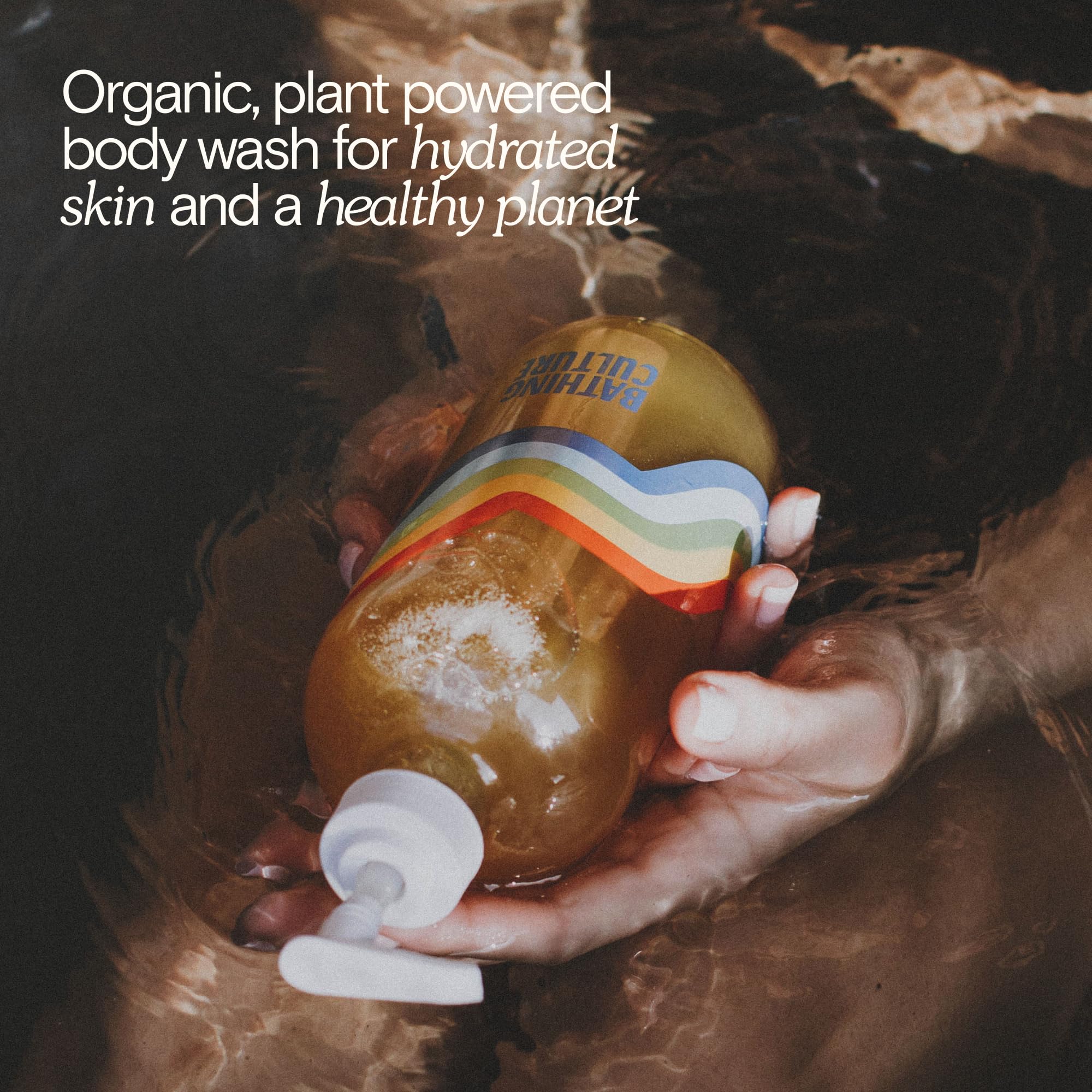 Bathing Culture organic body wash lather close-up highlighting rich foamy cleanse.