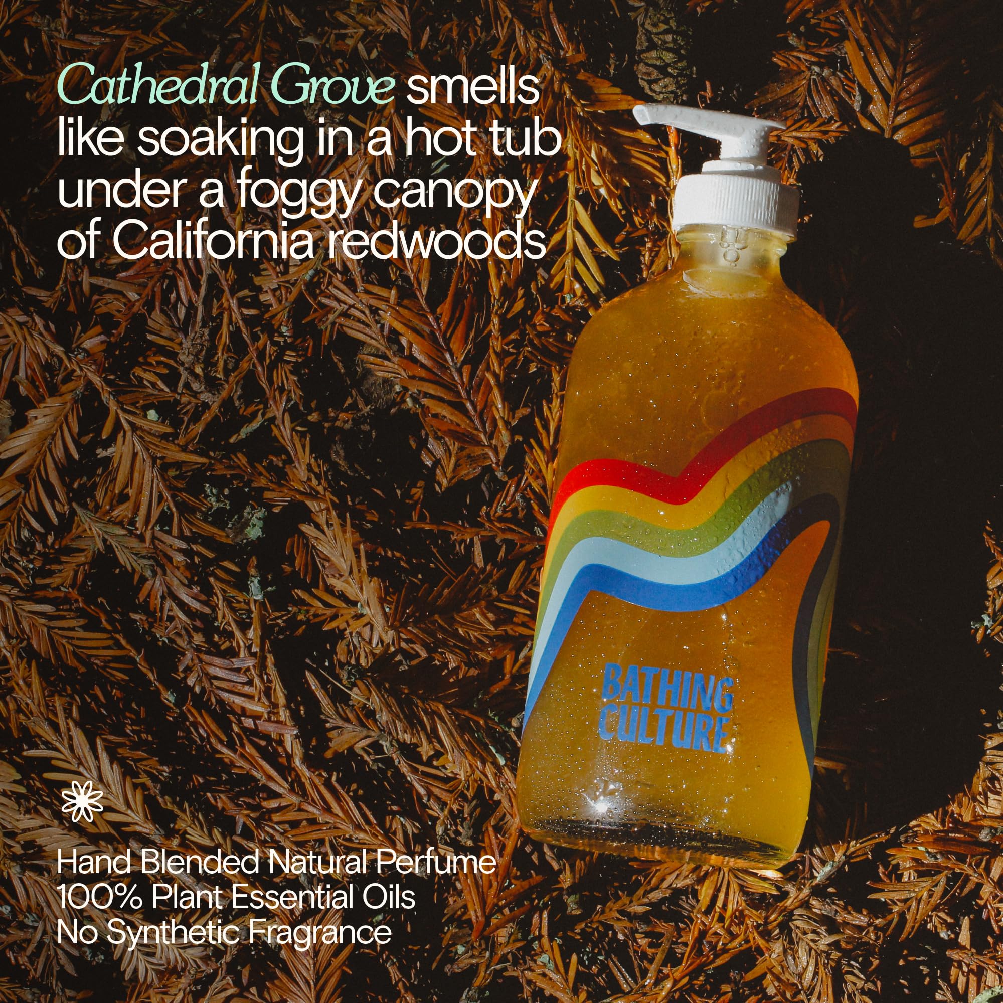 Bathing Culture Cathedral Grove bottle demonstrates refill options for sustainable routines.