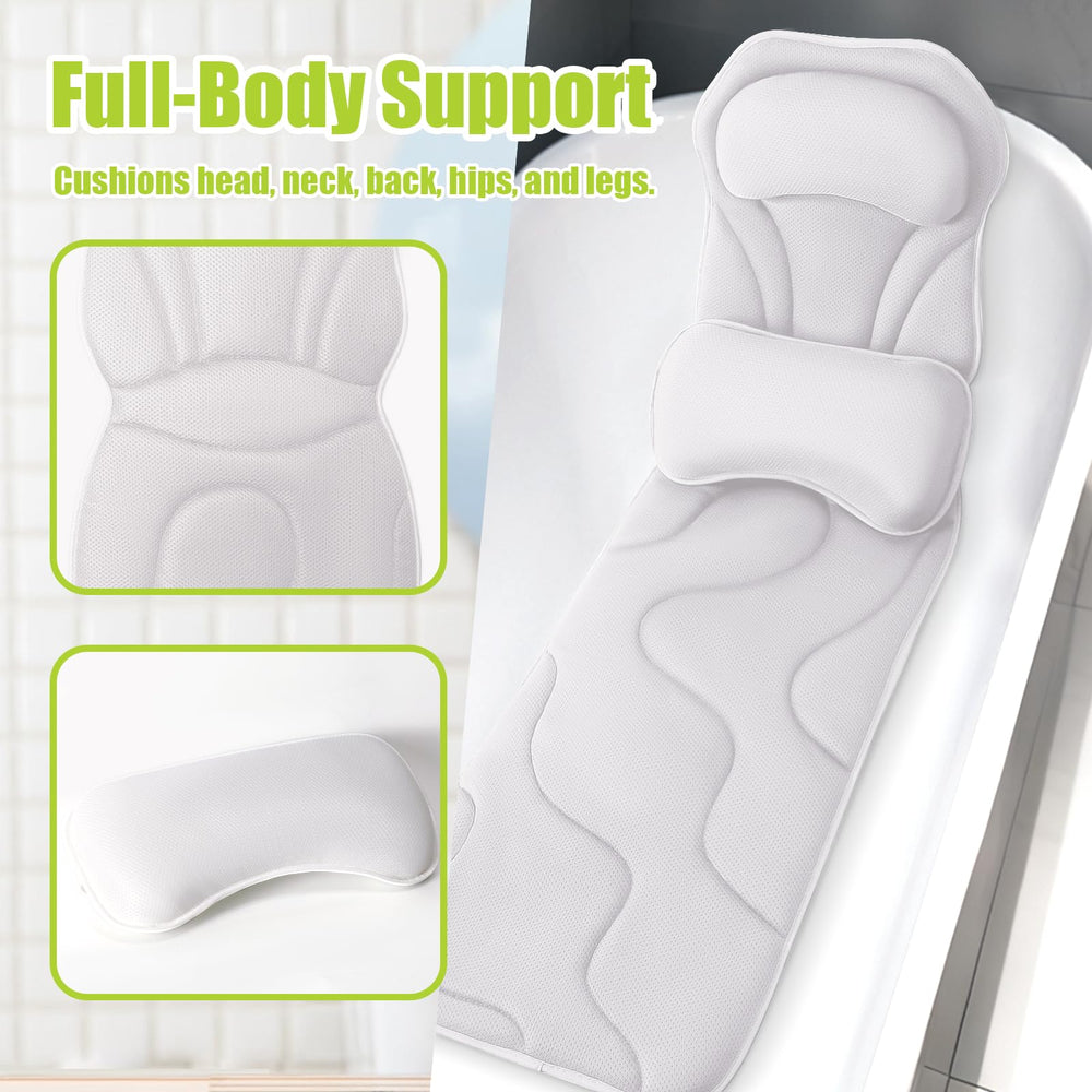 Bathland pillow with 168 suction cups stays securely in place.