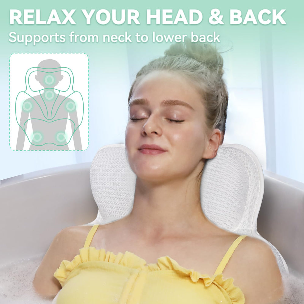 Bathland bath pillow uses 4D air mesh fabric to stay cool and dry