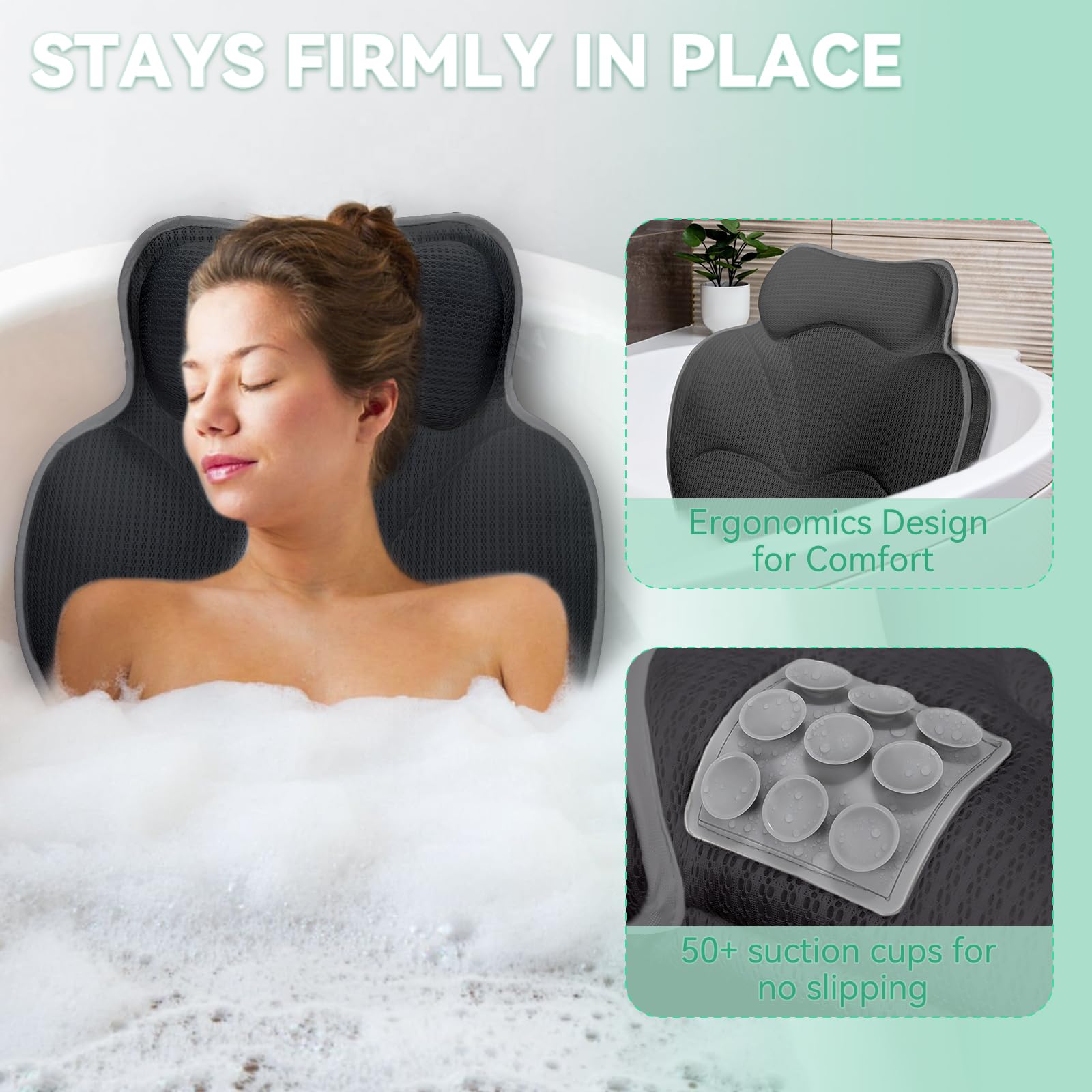 Bathland bath pillow machine washable and quick-dry for easy care