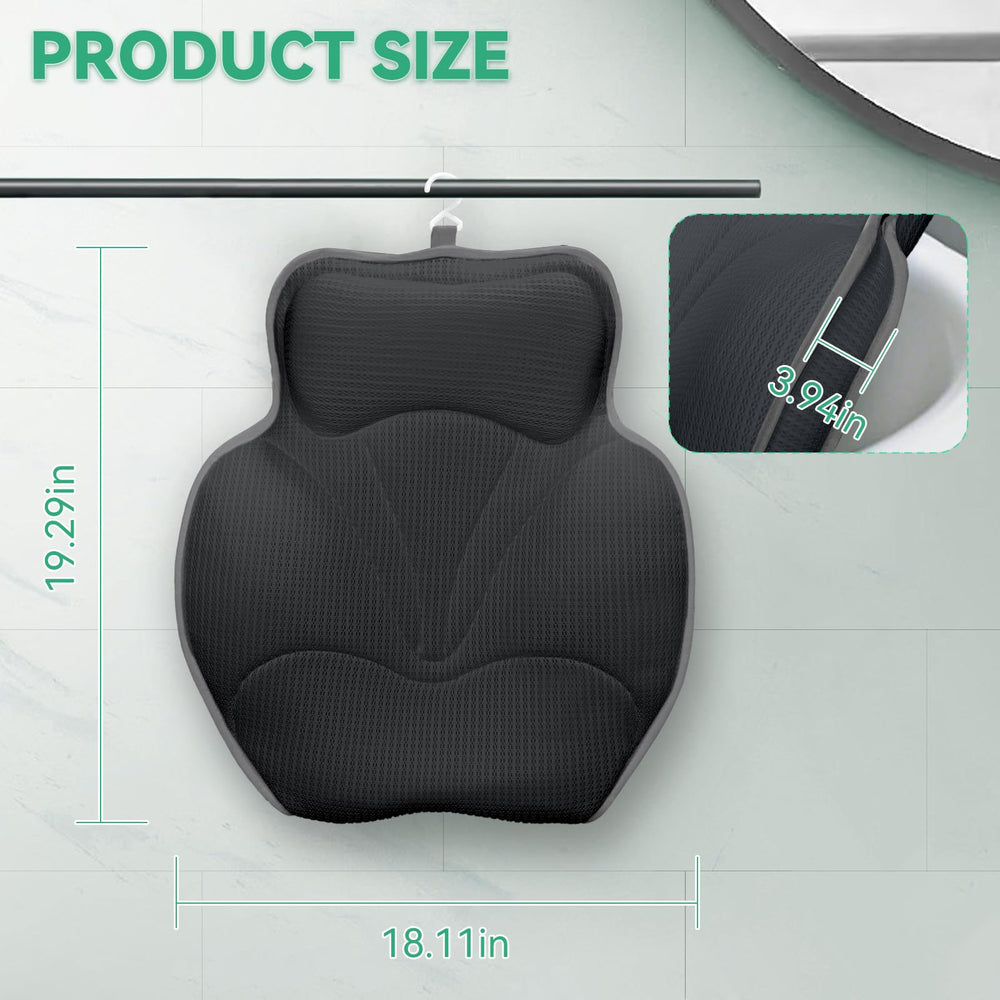Bathland bath pillow head-and-neck support with plush padding for long soaks