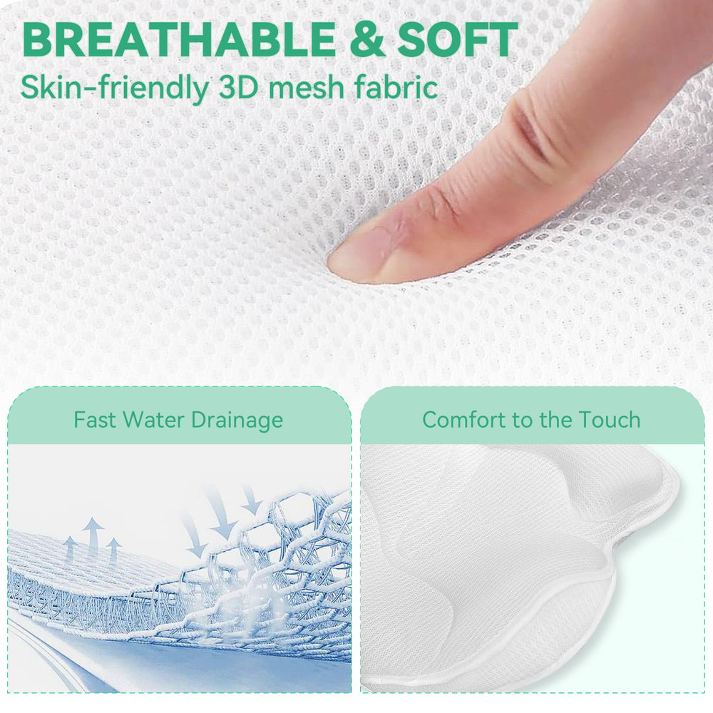  Bathland bath pillow secures with multiple suction cups for steadier placement