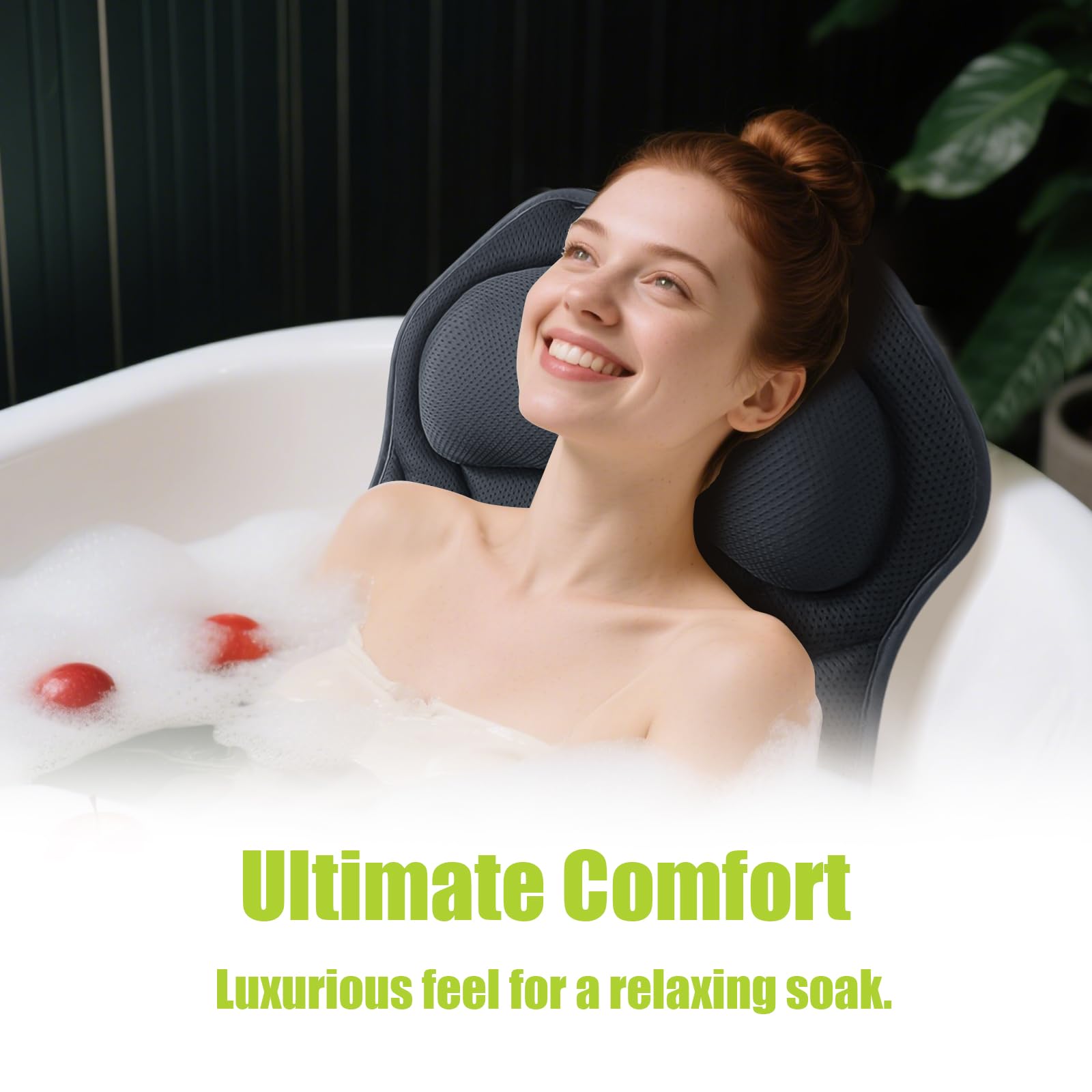 Bathland Full Body Bath Pillow 168 suction cups for durable tub grip and stability.