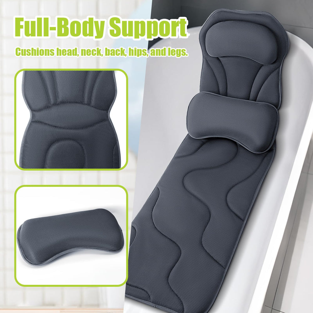 Bathland Full Body Bath Pillow 5D mesh material offers breathable comfort and quick drying.