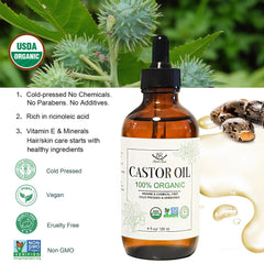 Bathrest cold-pressed hexane-free castor oil signals purity for skin and hair care.
