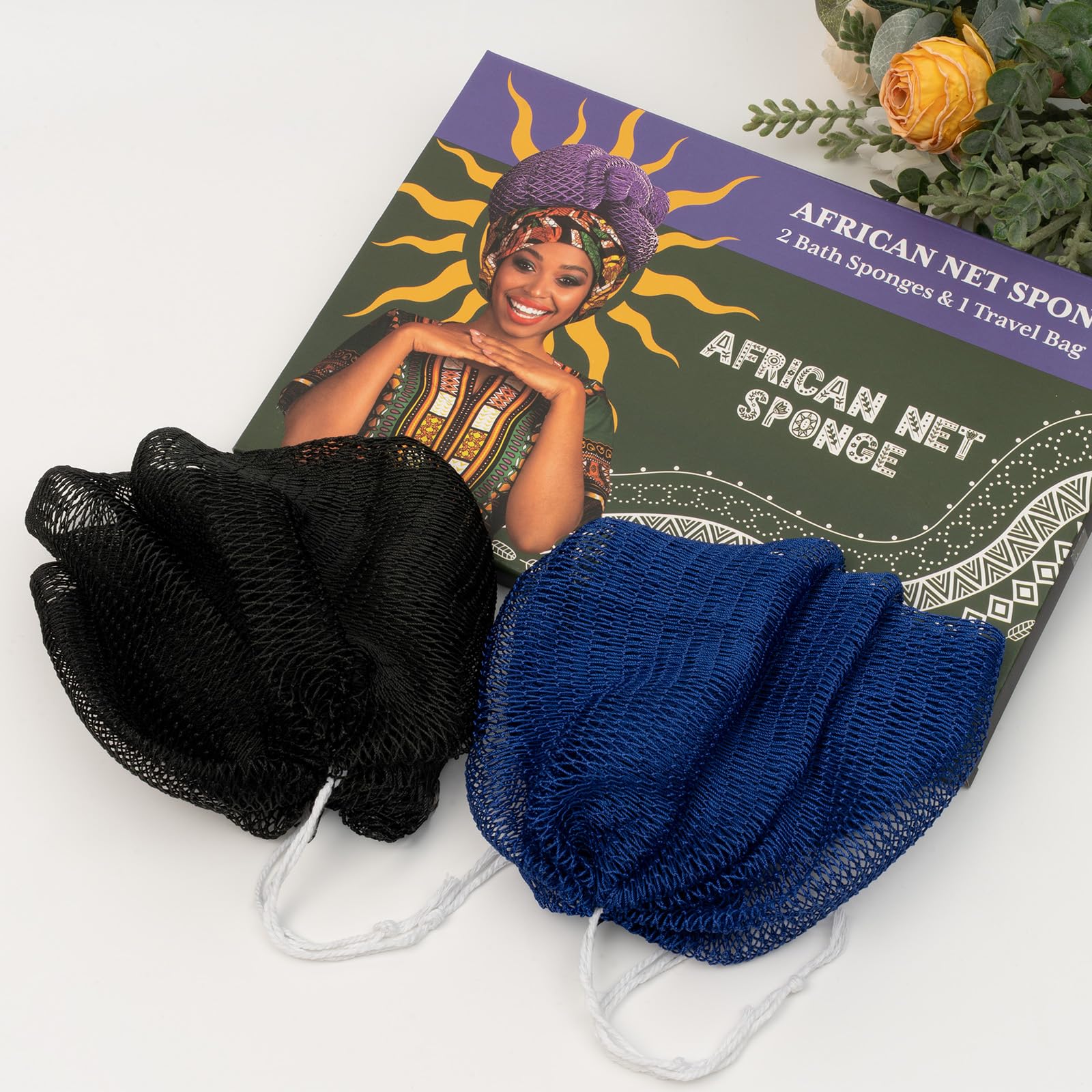 Bathway sponge set with storage bag keeps items organized