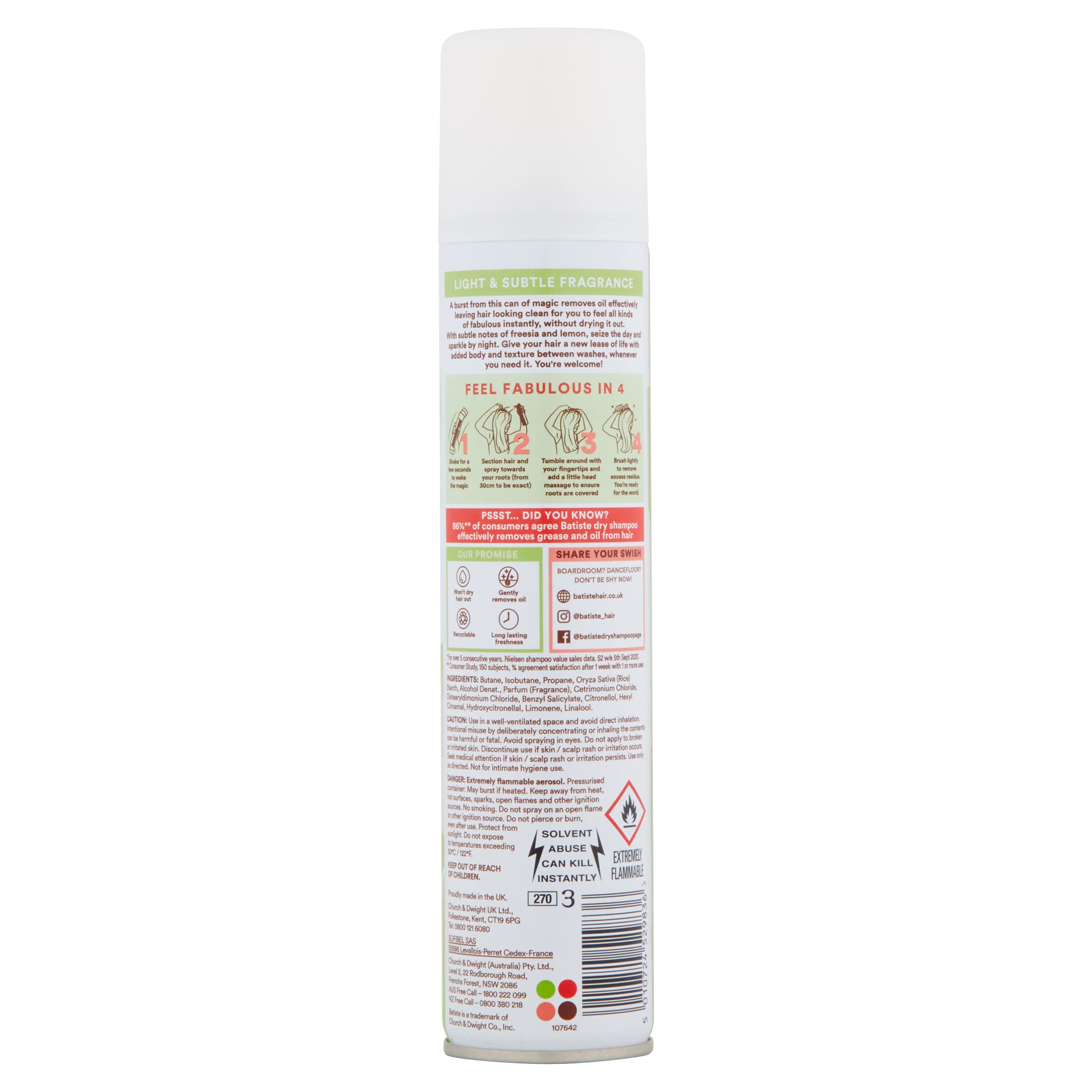Batiste Bare bottle highlights citrus and floral notes with barely-there fragrance.