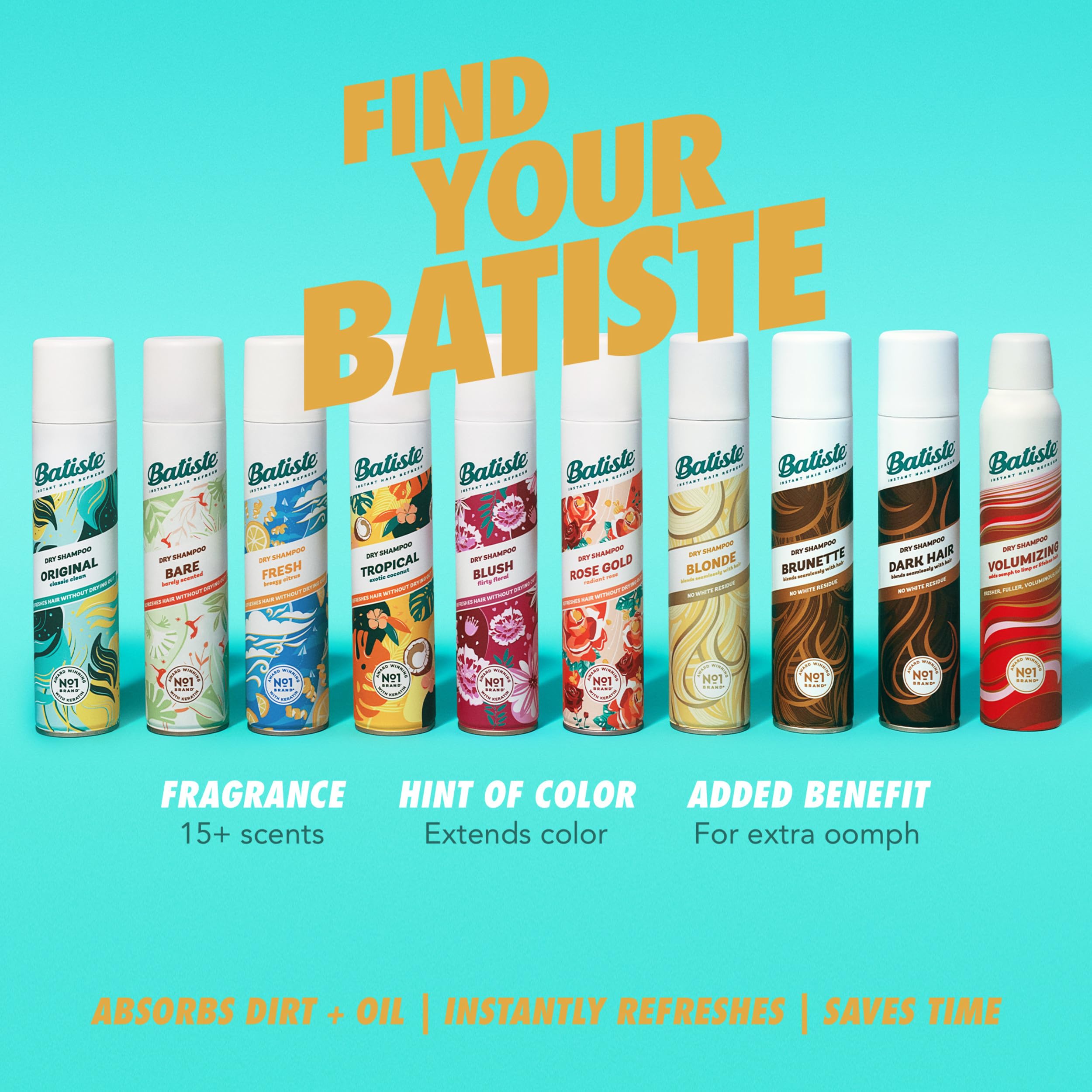 Batiste Brilliant Blonde Dry Shampoo closeup-application highlights color-compatible formula blending with blonde tones.