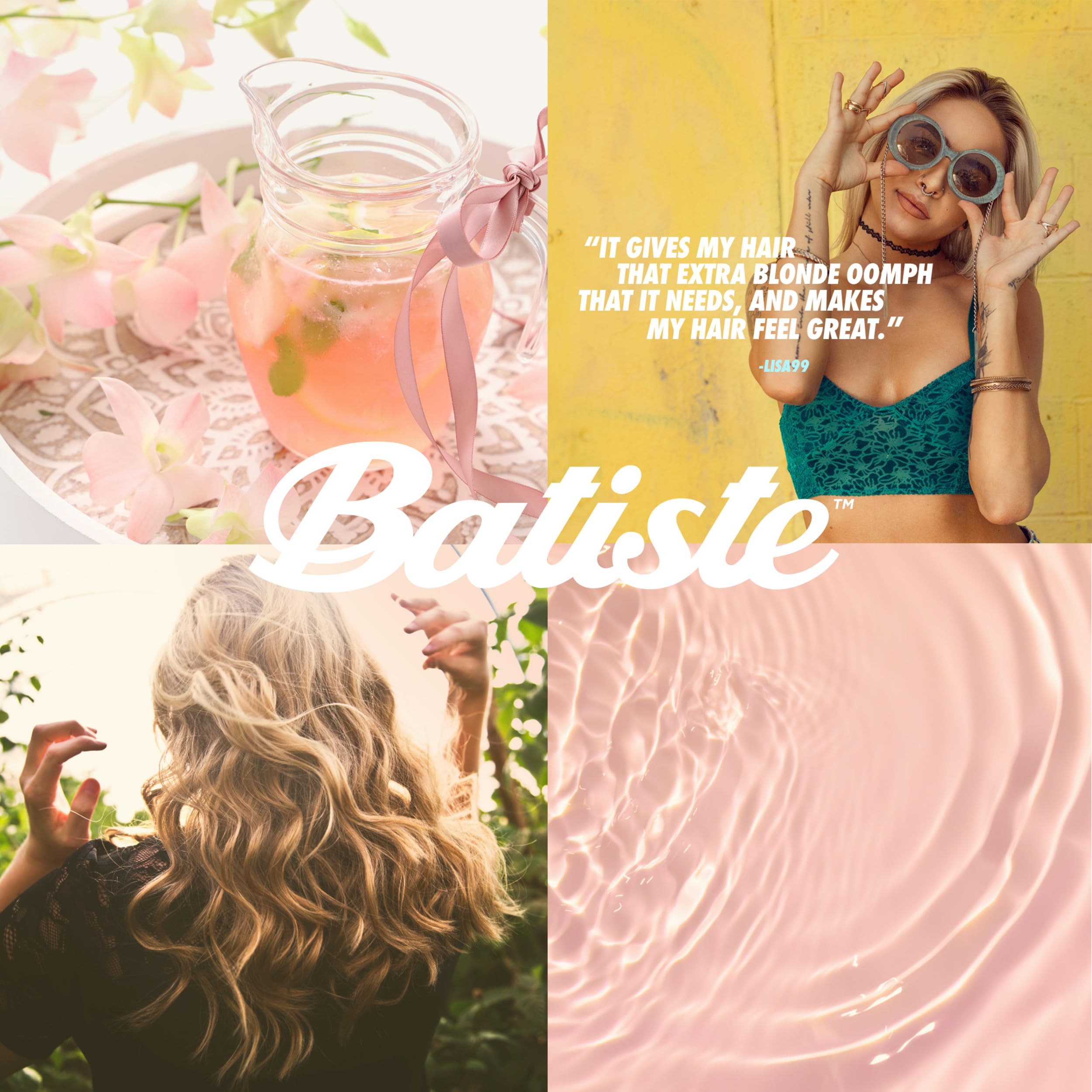 Batiste Brilliant Blonde Dry Shampoo in hands conveys easy, waterless refresh between sessions.