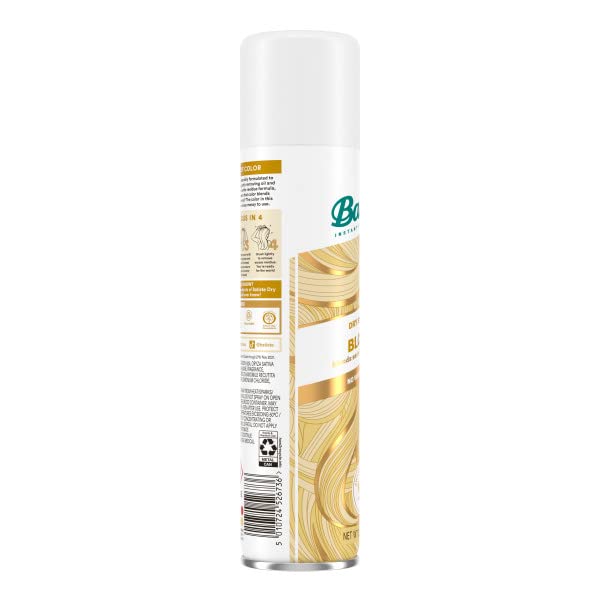 Batiste Brilliant Blonde dry shampoo on hair demonstrates instant refresh and lift.