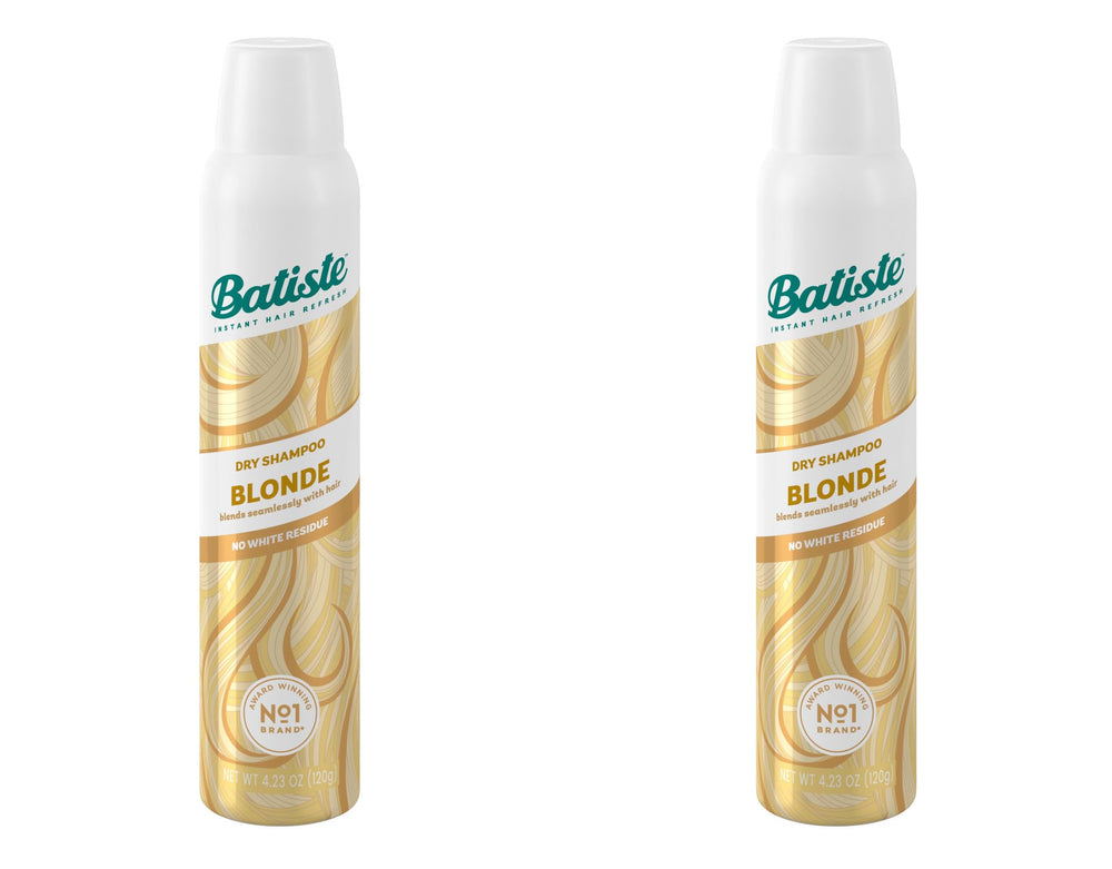 Batiste Brilliant Blonde dry shampoo spray application shows quick refresh between washes.