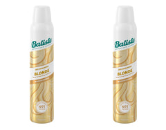 Batiste Brilliant Blonde dry shampoo spray application shows quick refresh between washes.