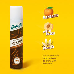 Batiste Dark Dry Shampoo texture shot highlights added volume for fuller hair.