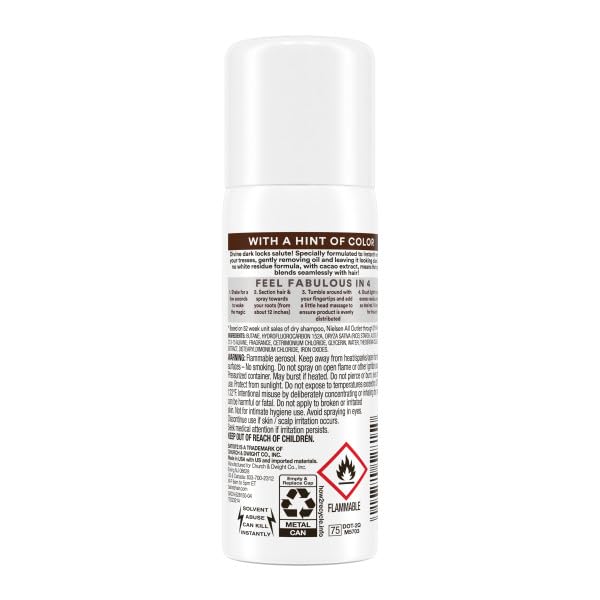 Batiste Dark Dry Shampoo hair refresh application demonstrates texture boost.