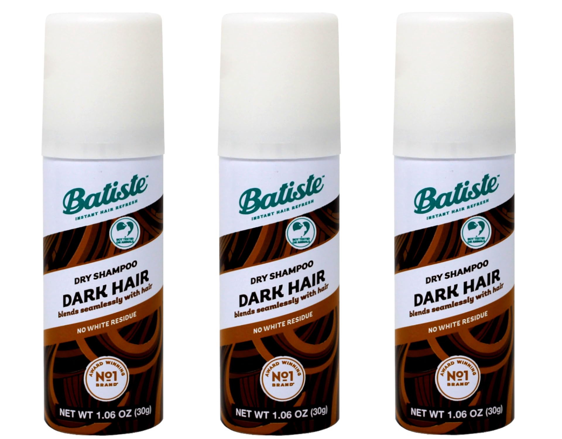 Batiste Dark Dry Shampoo mini pack bottle closeup shows quick root refresh.