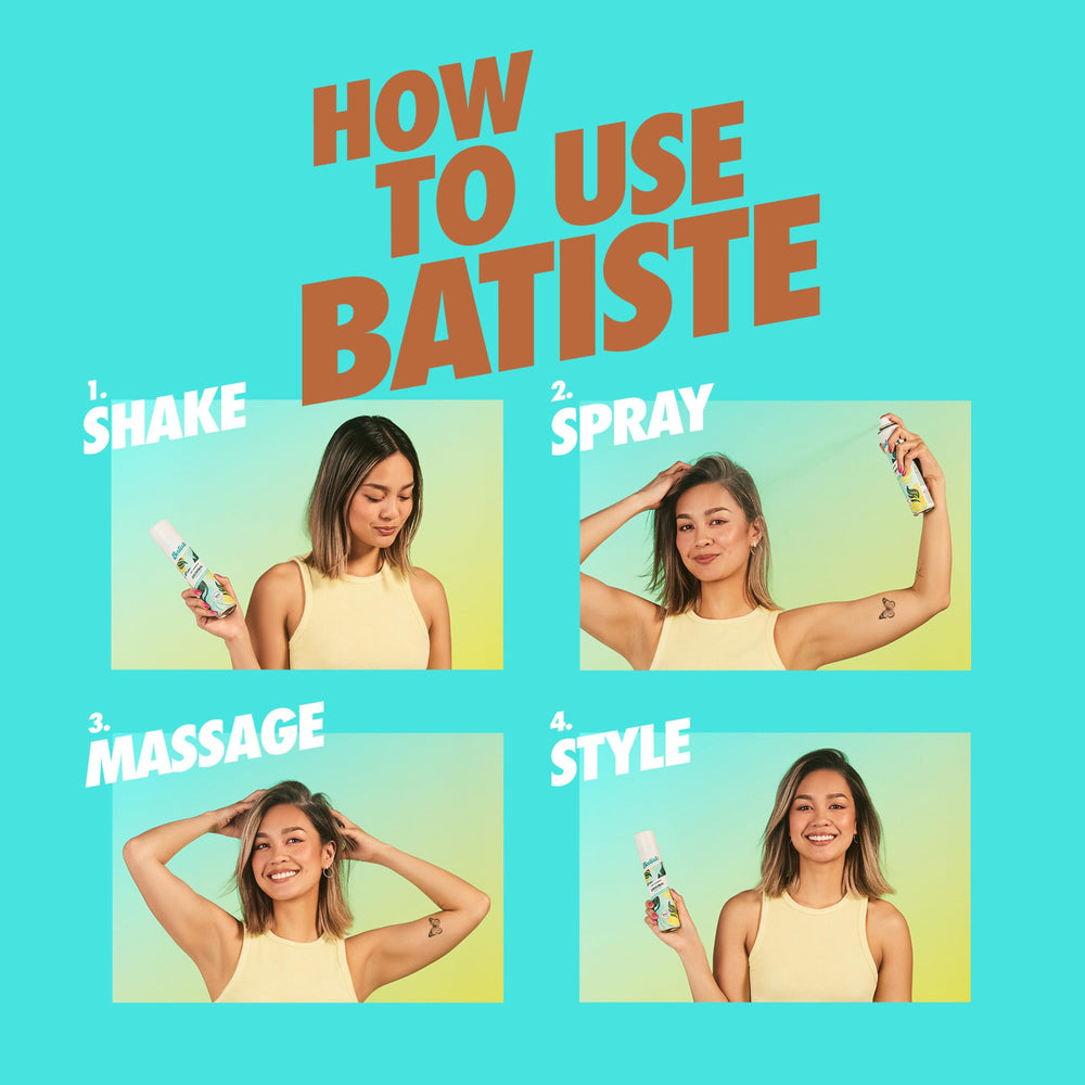 Batiste Dark Dry Shampoo absorbs oil and dirt from roots for a clean look.