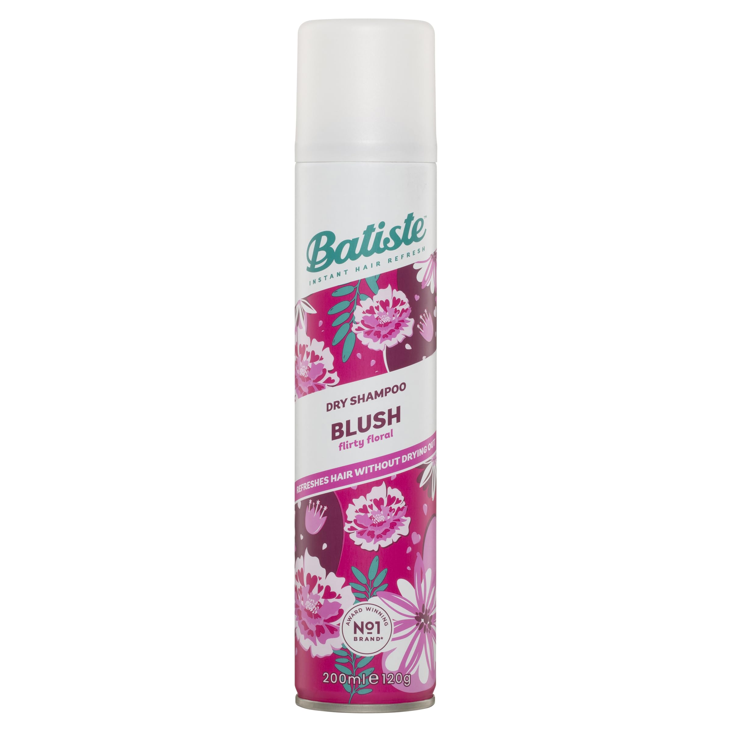 Batiste Dry Blush can close-up showing fast oil absorption and added hair body.