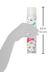 Batiste Cherry dry shampoo application spray showing quick refresh without water