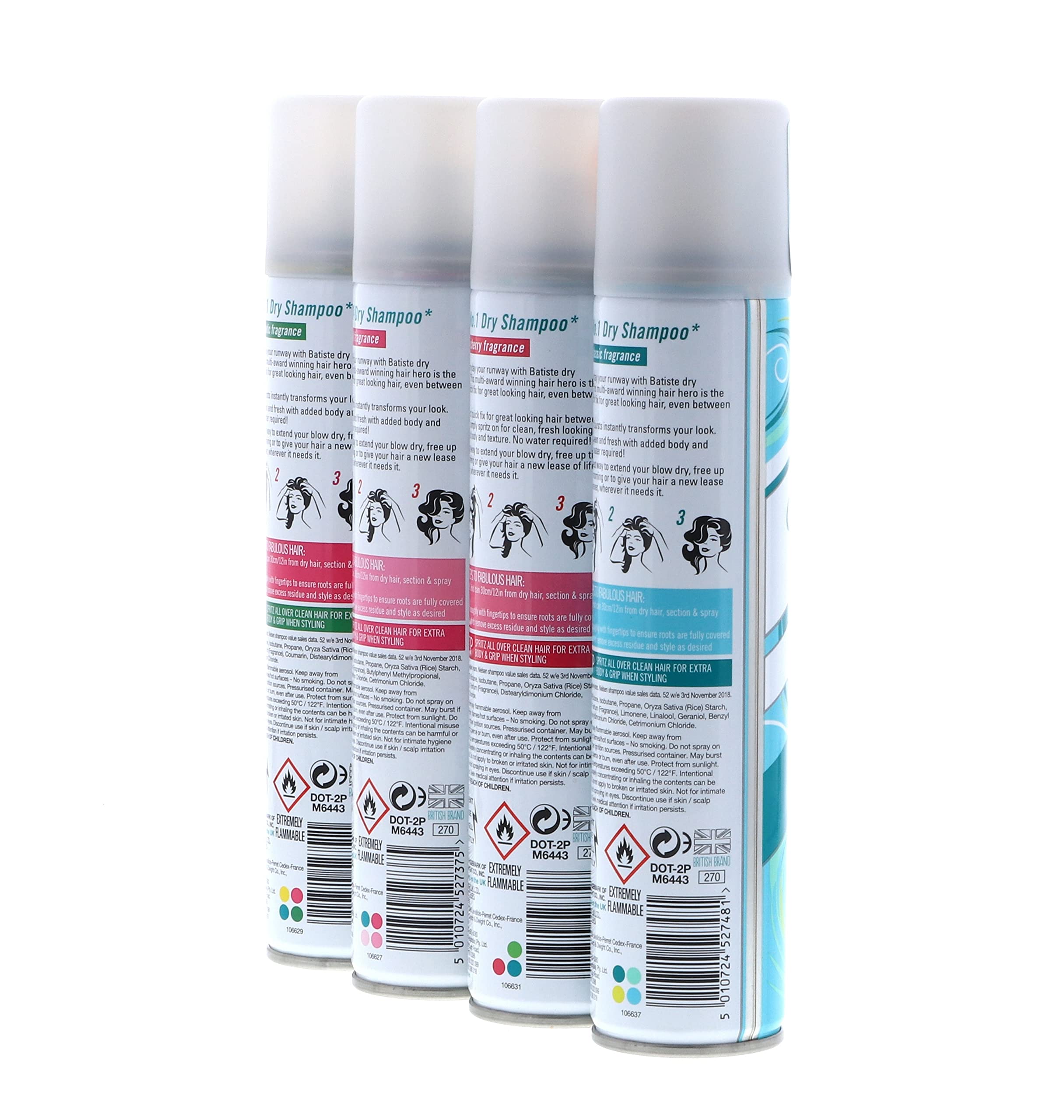 Batiste Cherry application shows easy mist to revitalize styles.