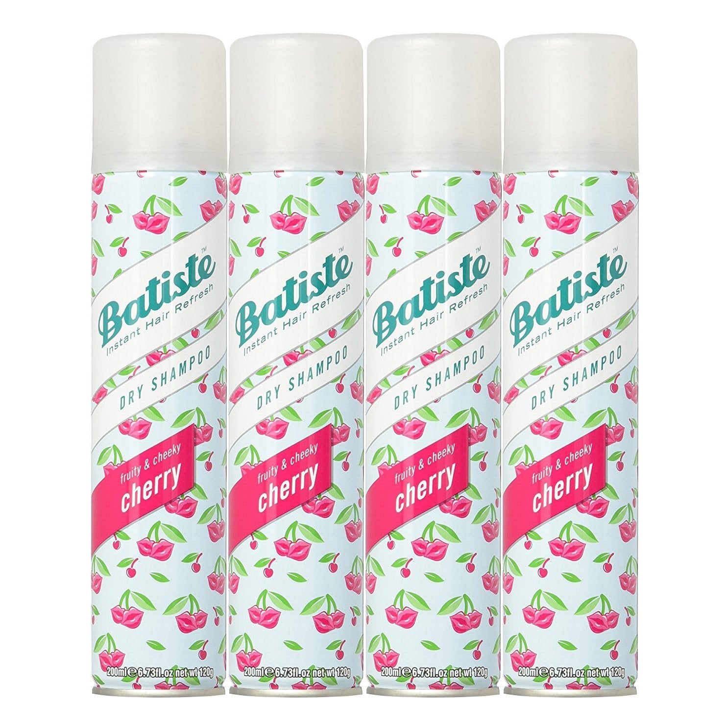 Batiste Cherry dry shampoo bottle close-up for refreshed roots and fragrance