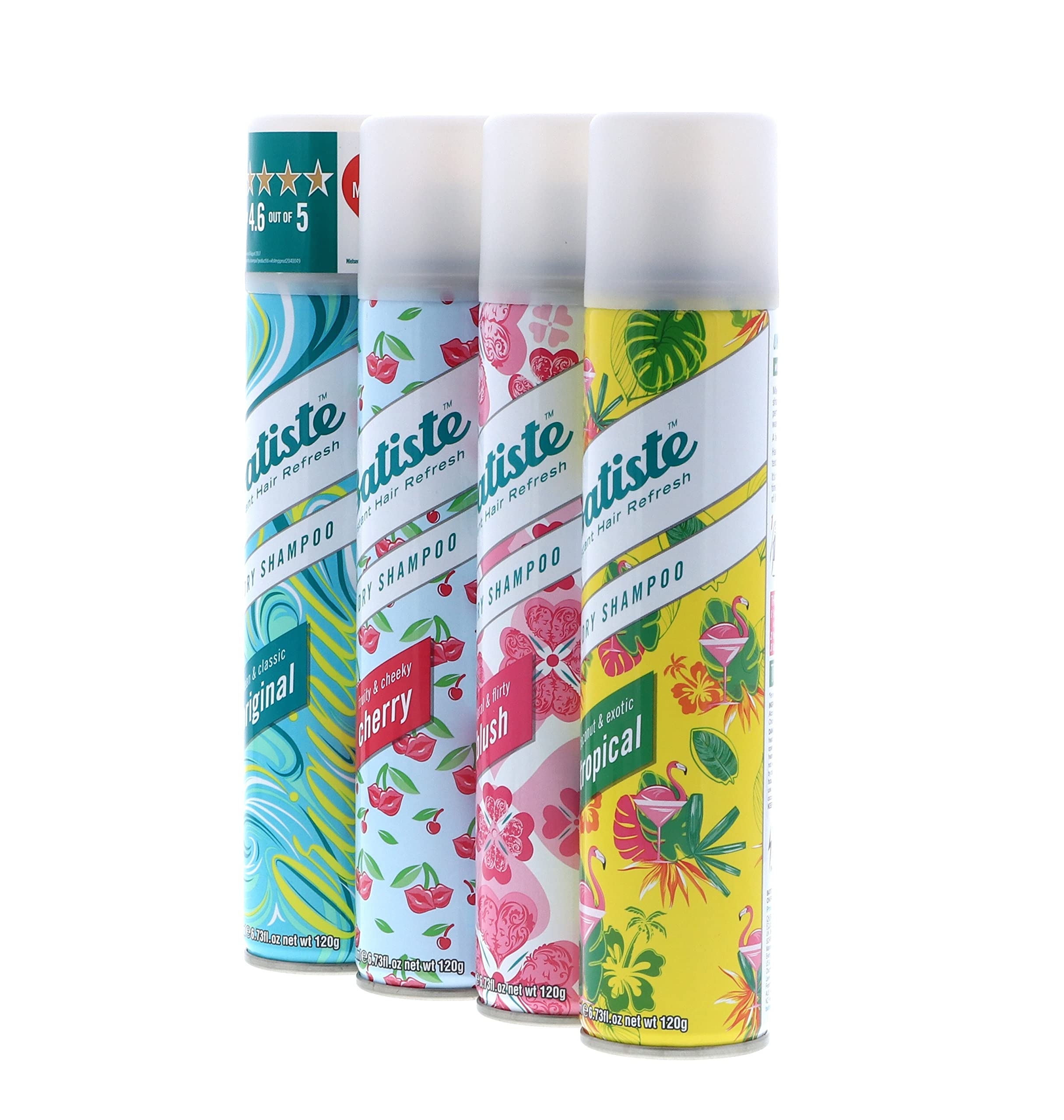 Batiste Dry Shampoo Cherry can with fruity scent for instant refresh.