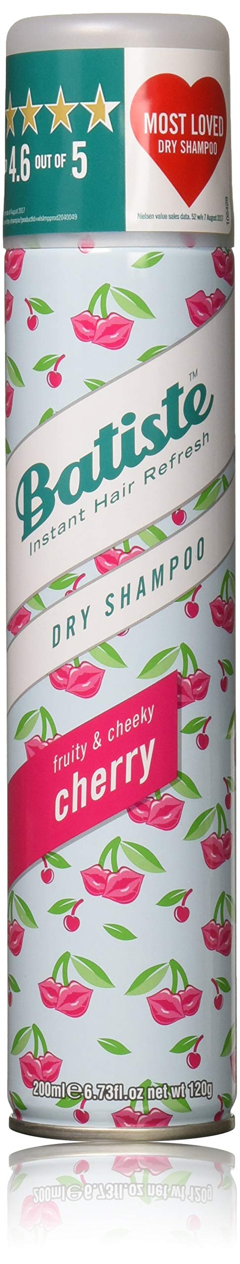 Batiste Dry Shampoo Cherry six-pack pack shot for quick refresh between washes.