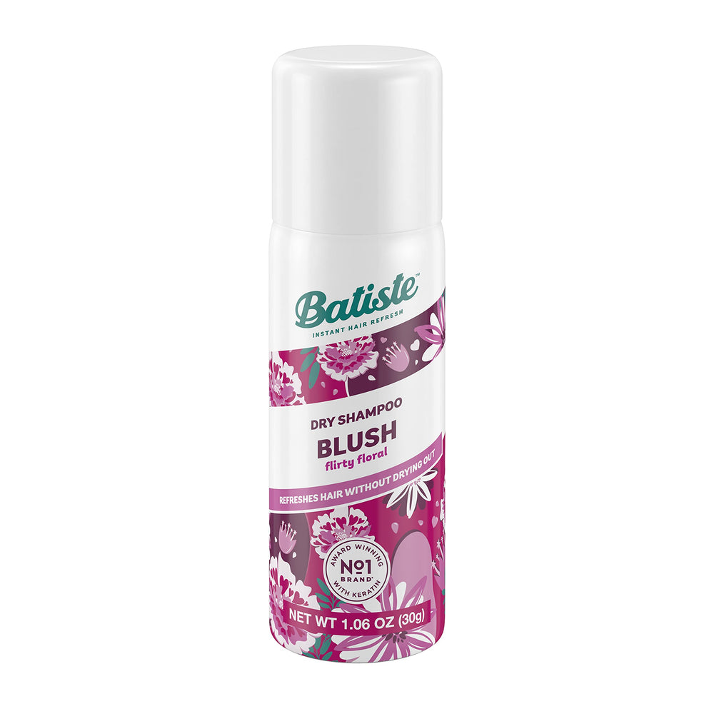 Batiste Floral & Fruity Blush spray application—easy to apply for quick hair refresh.