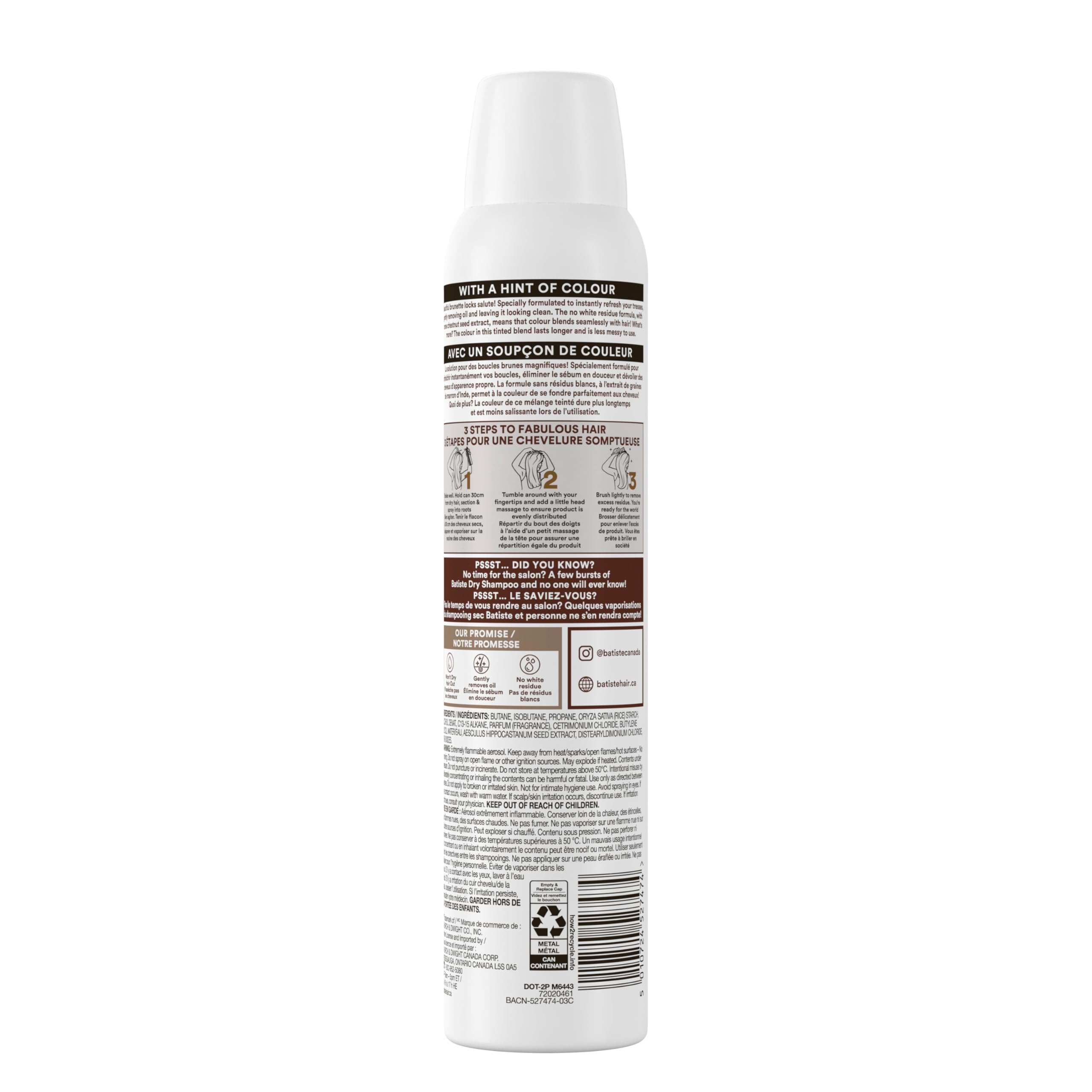 Batiste Dry Shampoo packaging is compact for on-the-go use