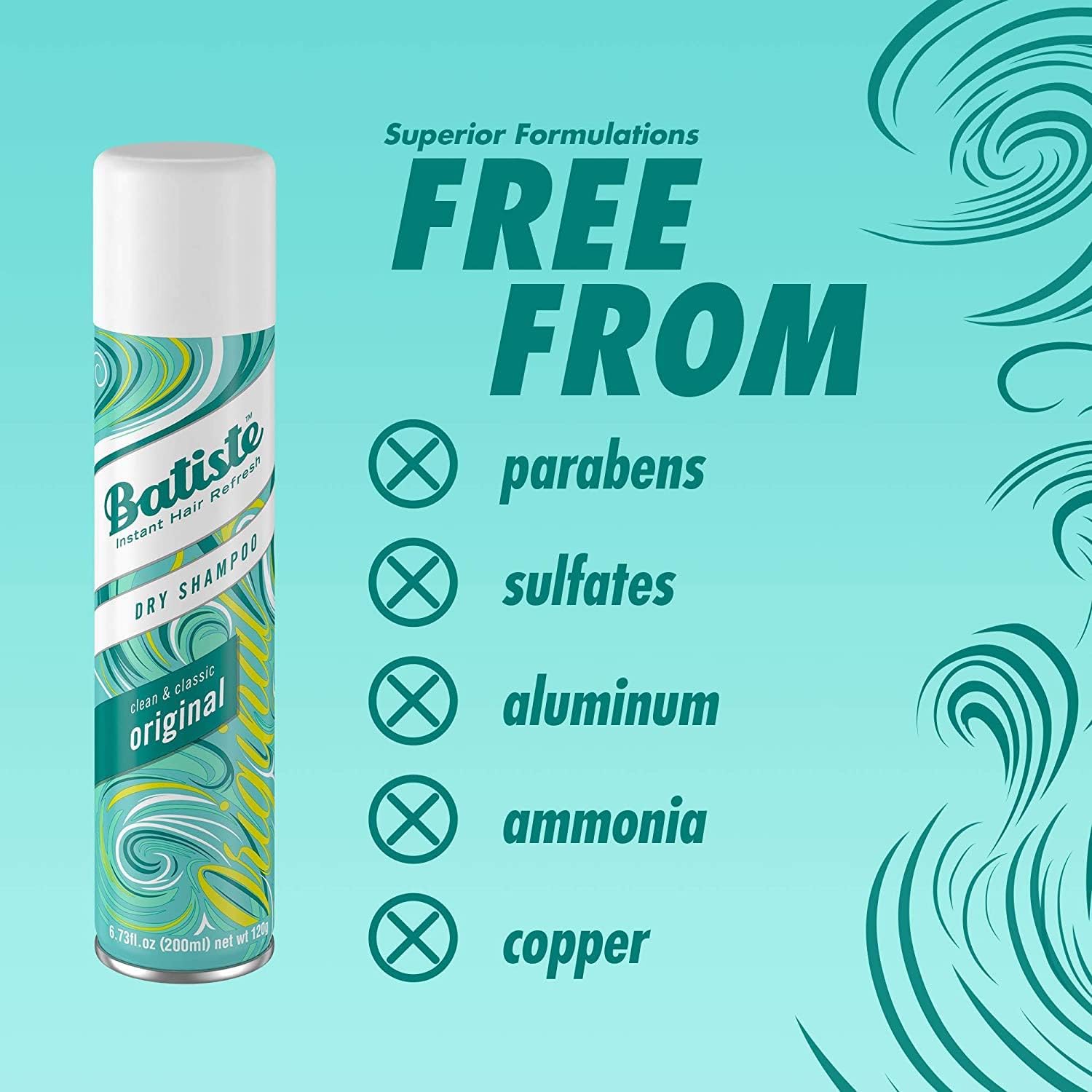 Batiste dry shampoo spray being applied to roots for oil absorption