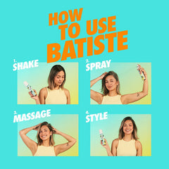 Batiste Tropical Dry Shampoo two-pack packaging highlighting convenient on-the-go solution.