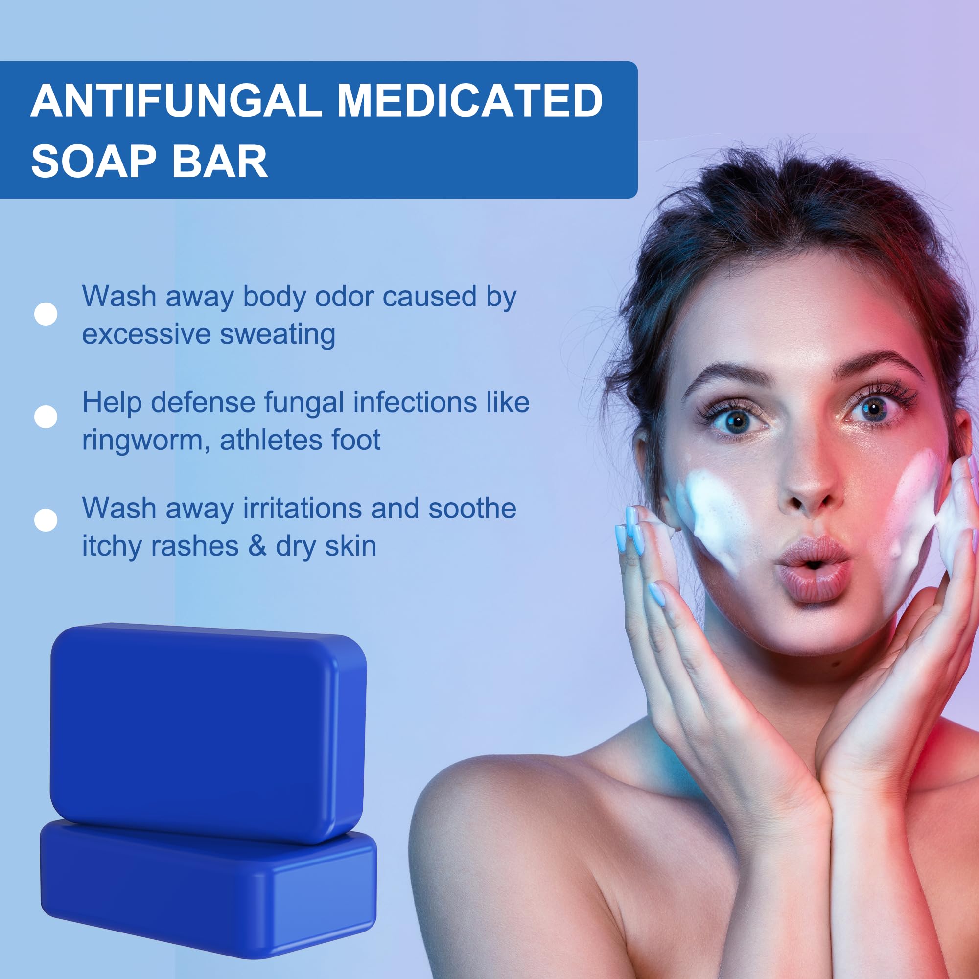 Battleskin antifungal soap bar two-pack image shows value and convenience for households.