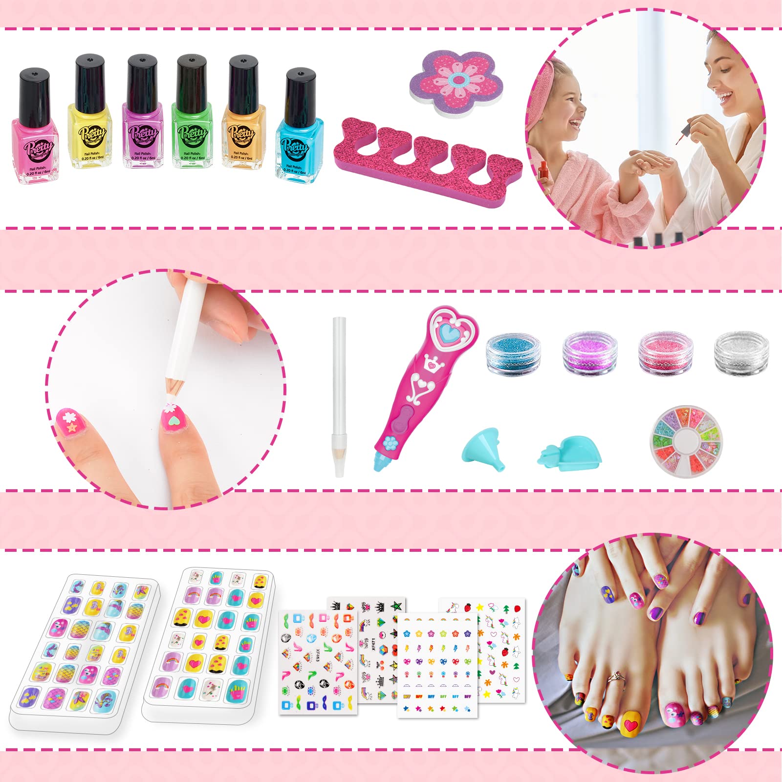 BATTOP peel-off nail polish makes cleanup quick after playtime.