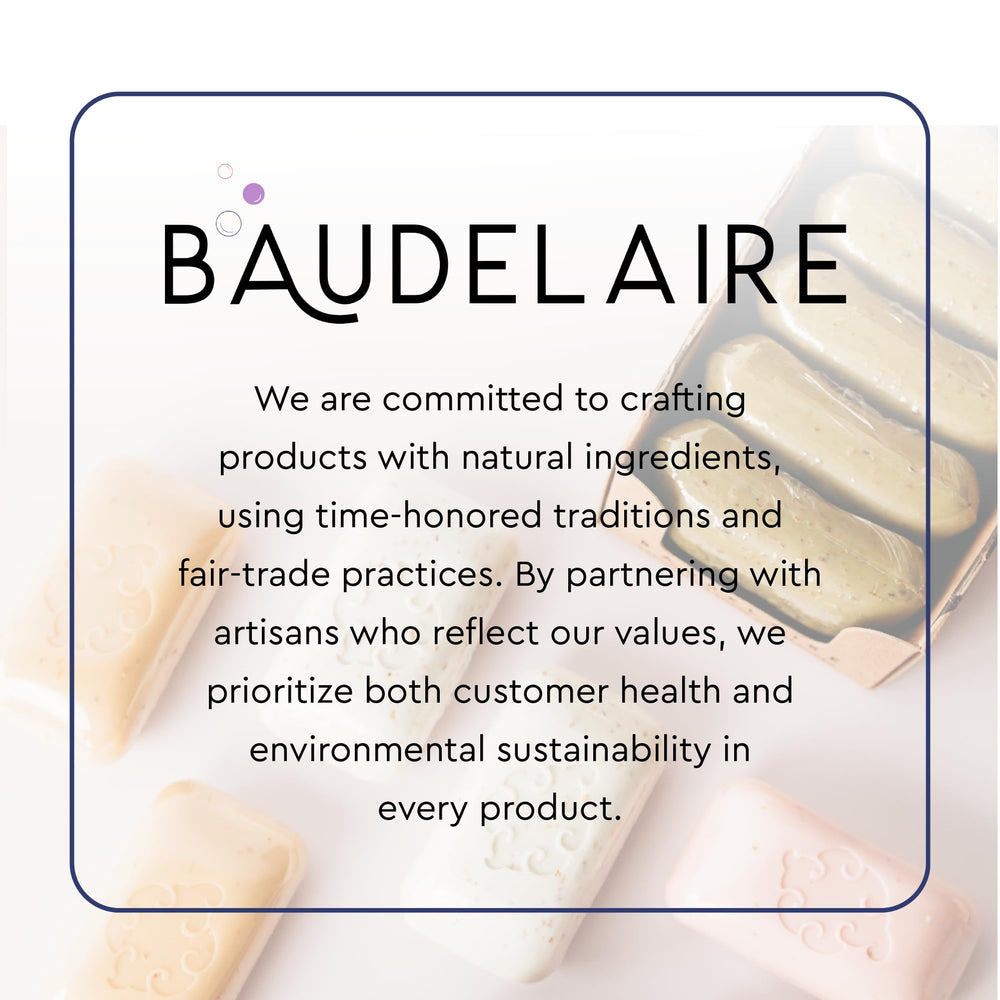 Baudelaire crushed-seaweed exfoliation adds tactile texture for gentle scrubbing.