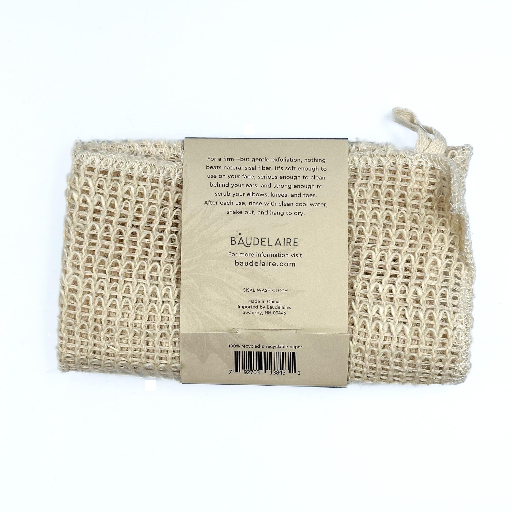 Baudelaire sisal wash cloth durable and machine washable for long-lasting use