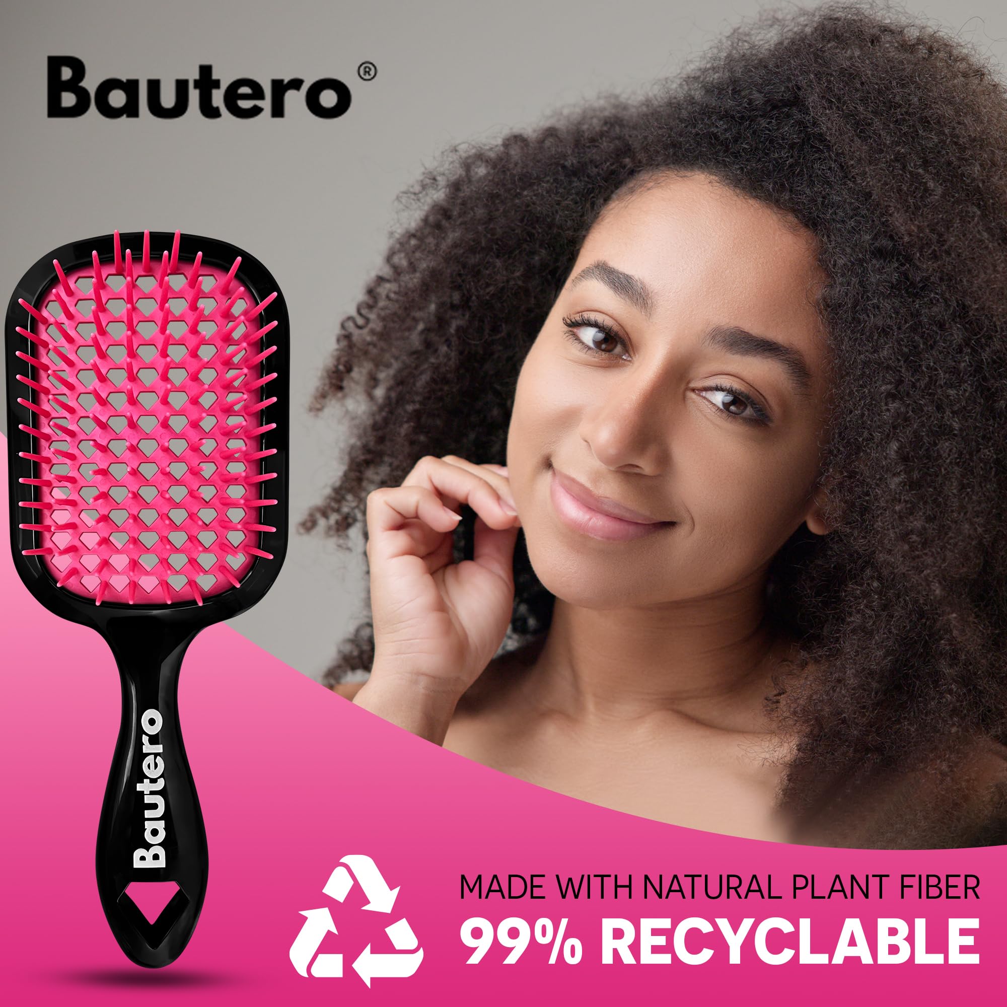 Bautero detangler for all hair types enables gentle detangling.