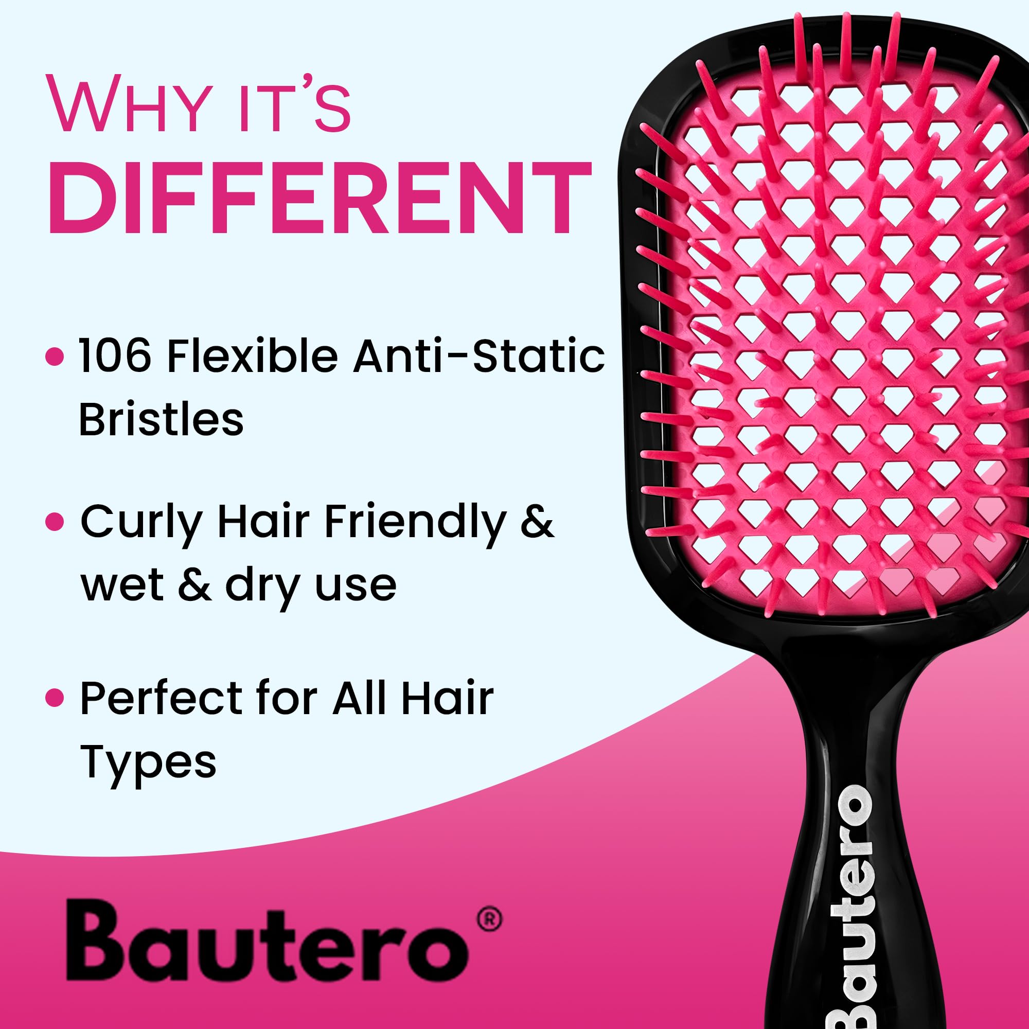 Bautero ergonomic lightweight handle provides comfortable grip during styling.