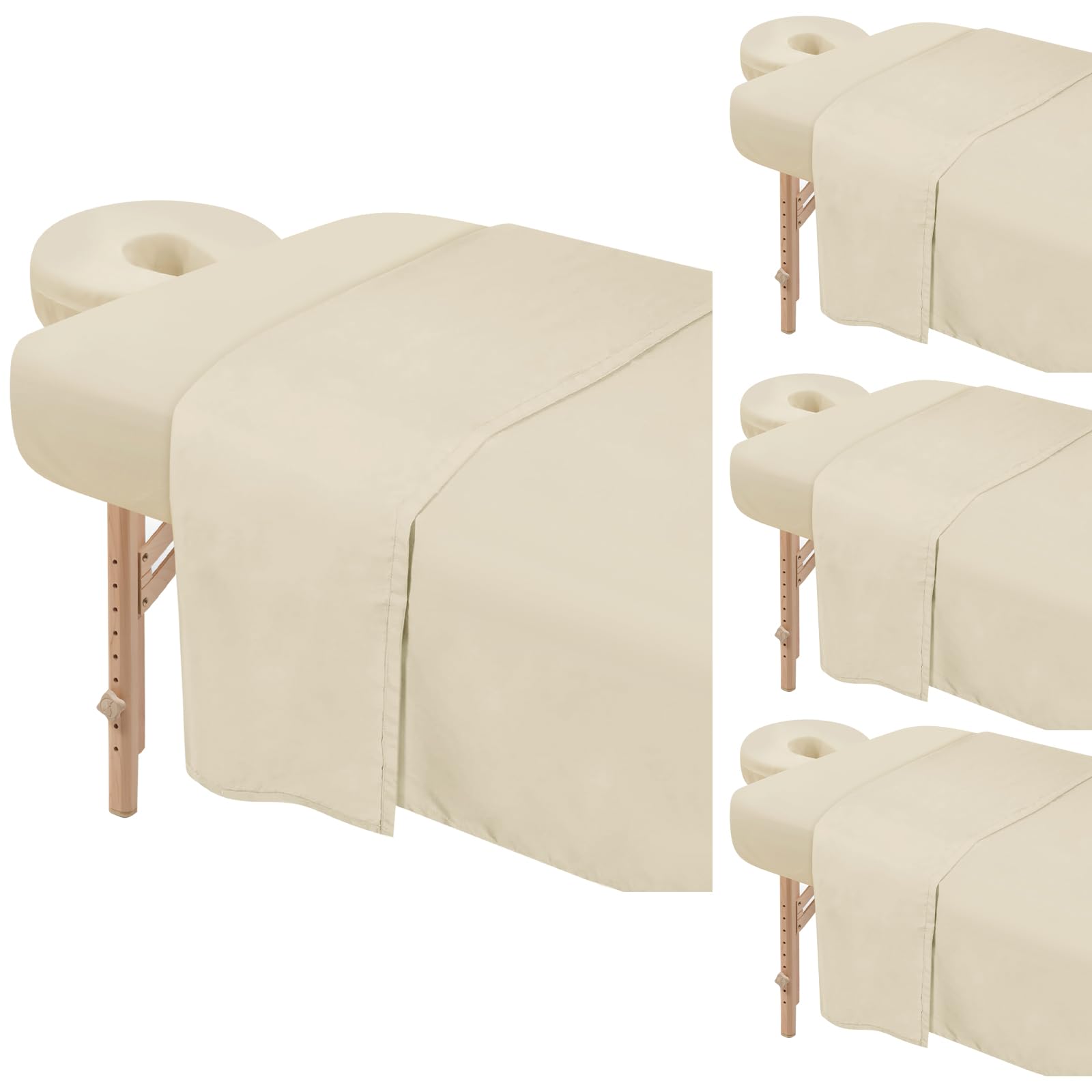 Bavlesfuire 4-set microfiber massage table sheets beige for durable studio use