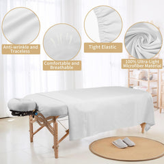 Bavlesfuire elastic-fit massage table cover demonstrating snug fit on standard tables